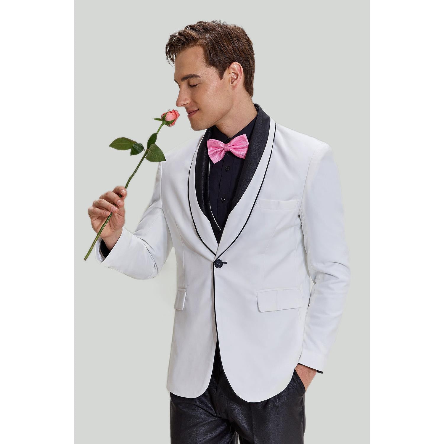 Formal Pieces Mens Suit Flat Shawl Lapel Tuxedos Blazer+vest+Pants