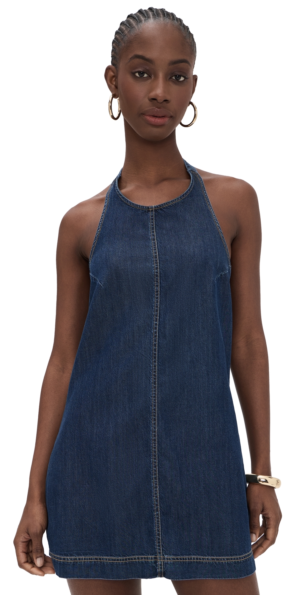 Good American Denim Halter Shift Dress Indigo