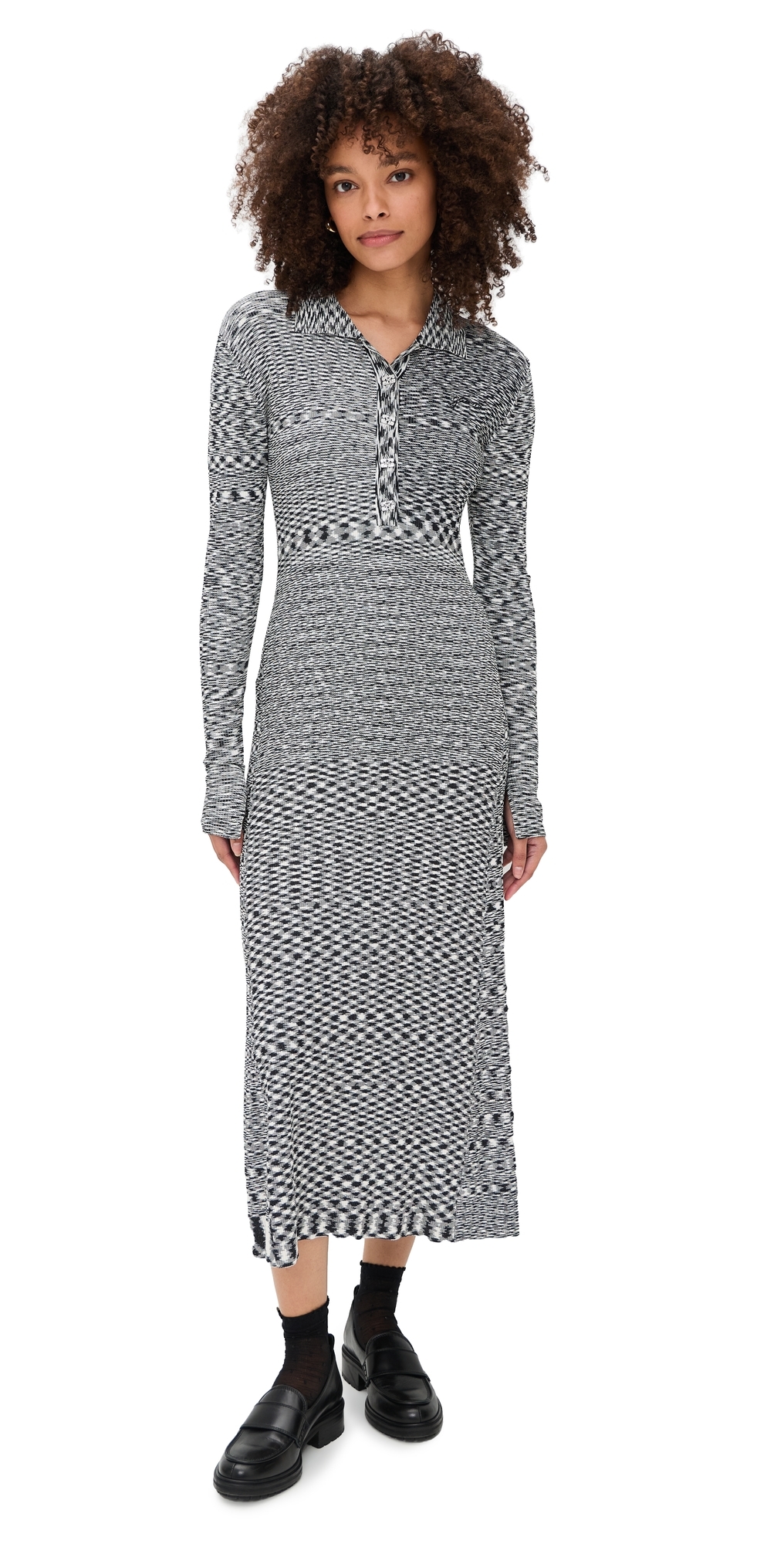 GANNI Spacedyed Knit Dress Black