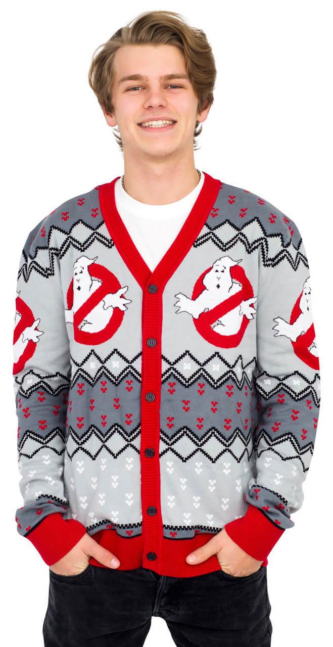 Ghostbusters Logo Unisex Ugly Christmas Cardigan Sweater - X