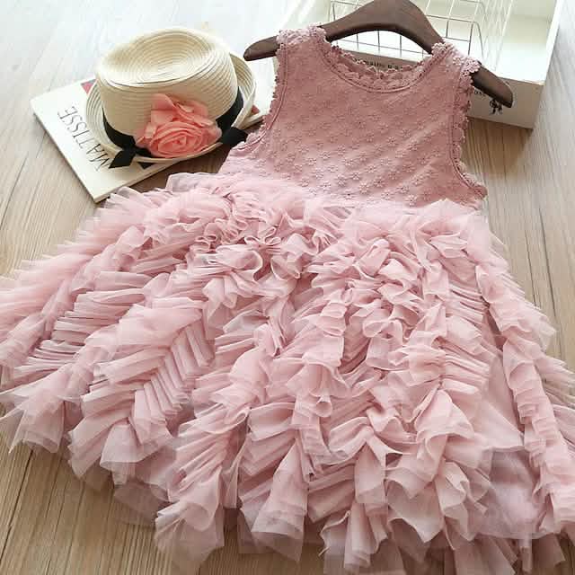 Girl Dress Party Princess Summer Dress - Pink -