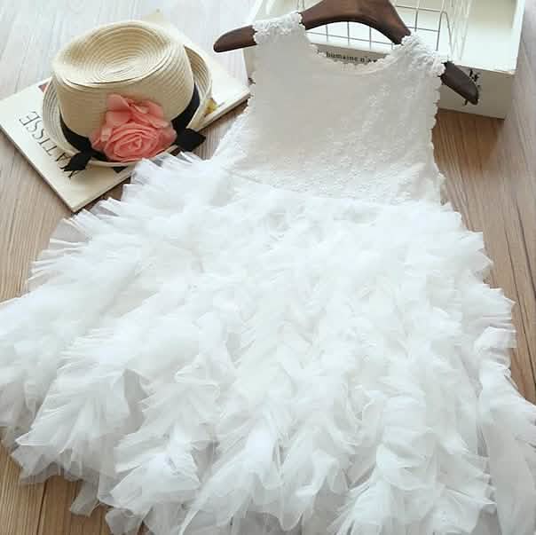 Girl Dress Party Princess Summer Dress - White -