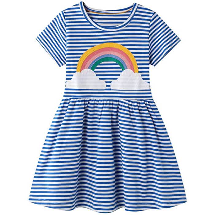 Girl's Cotton Casual Striped Jersey Dress -