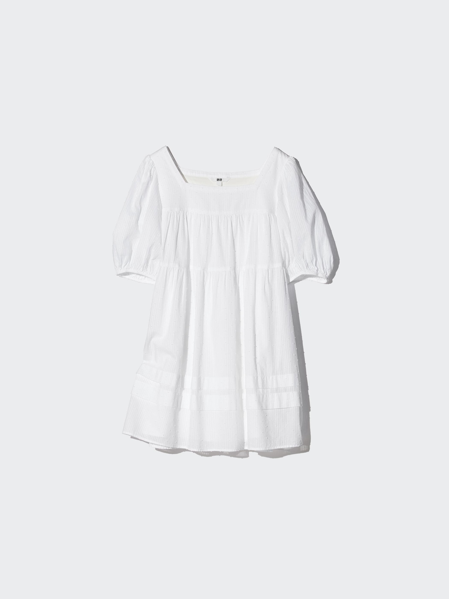 UNIQLO Women's Cotton Dobby Mini Dress, White, Small, % Cotton