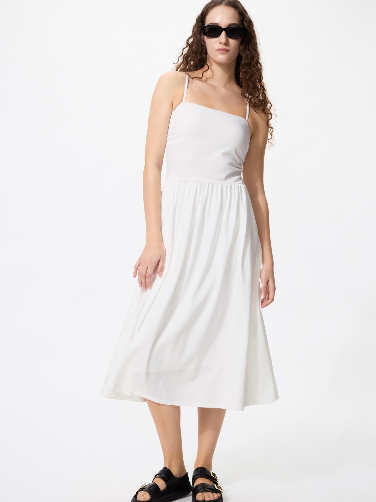 UNIQLO Women's AIRism Cotton Camisole Bra Dress, White