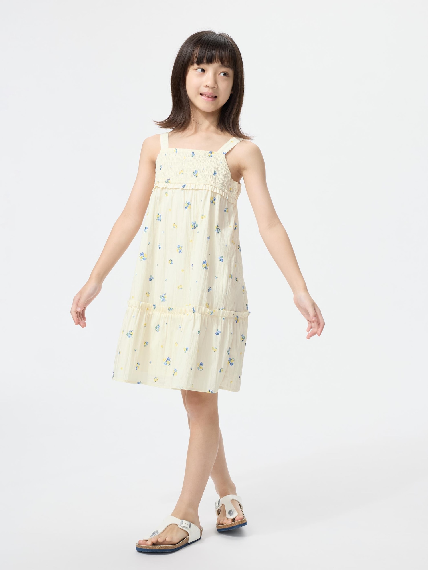 UNIQLO Kids's Camisole Dress Flower, Off White, -Y
