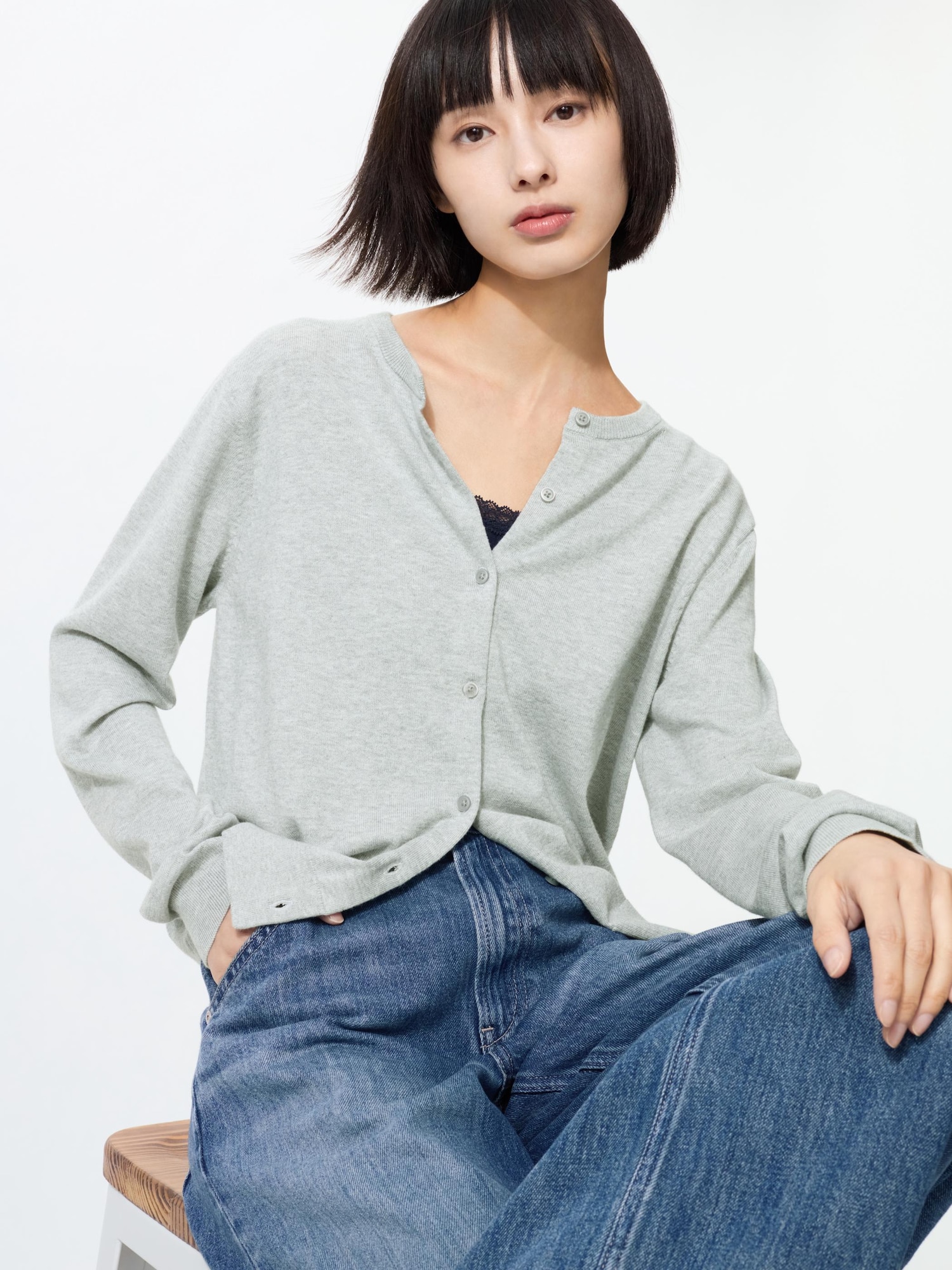 UNIQLO Women's UV Protection Cardigan, Gray, Large