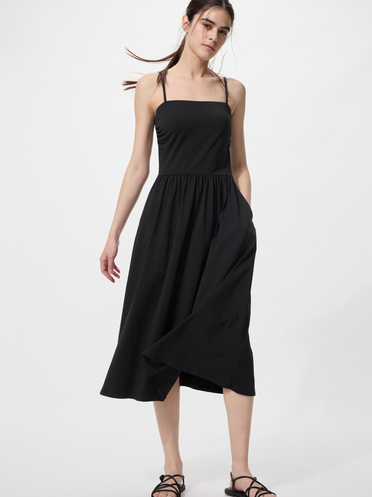 UNIQLO Women's AIRism Cotton Camisole Bra Dress, Black, Medium