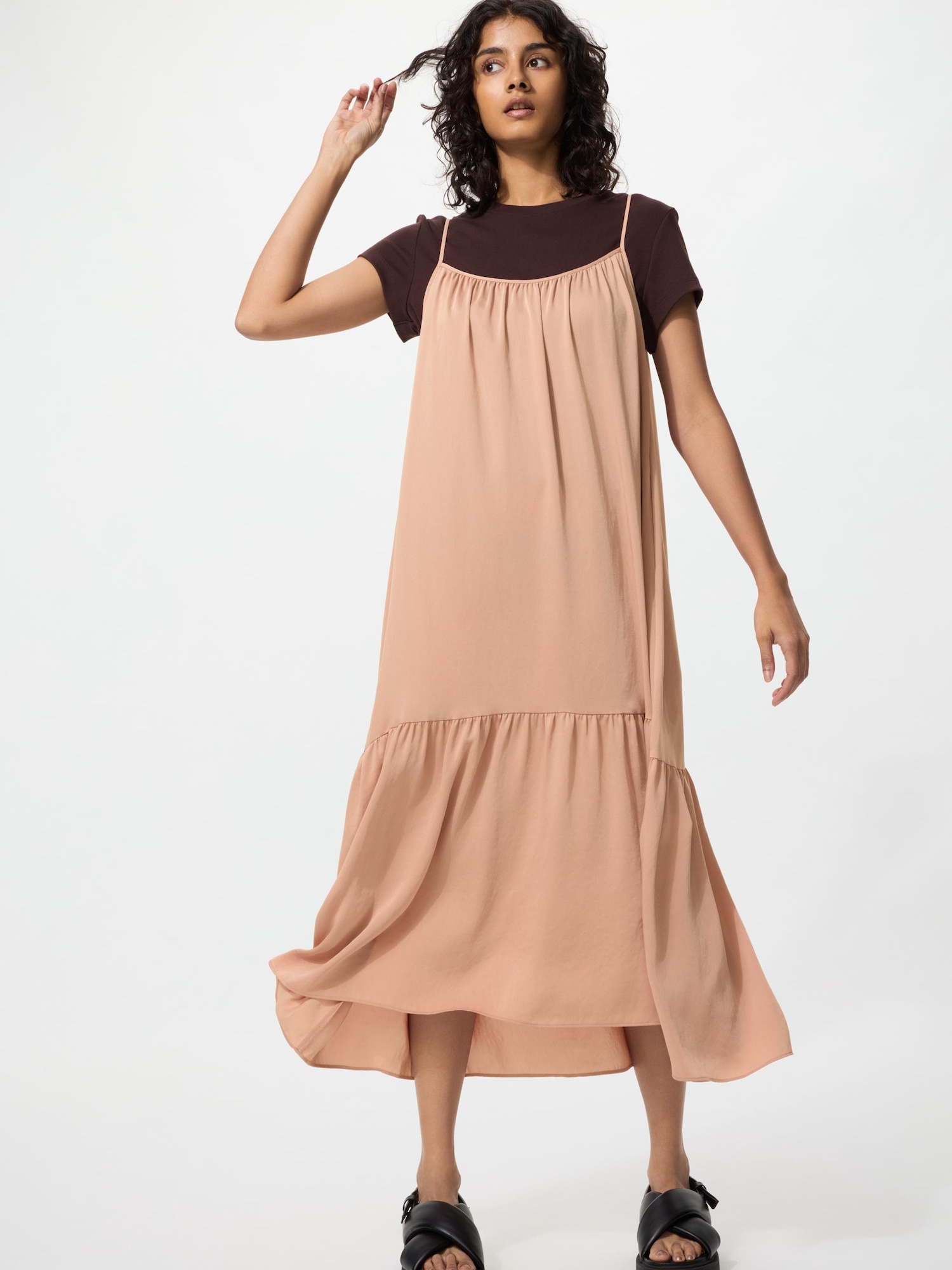 UNIQLO Women's Tiered Camisole Dress, Pink, Small