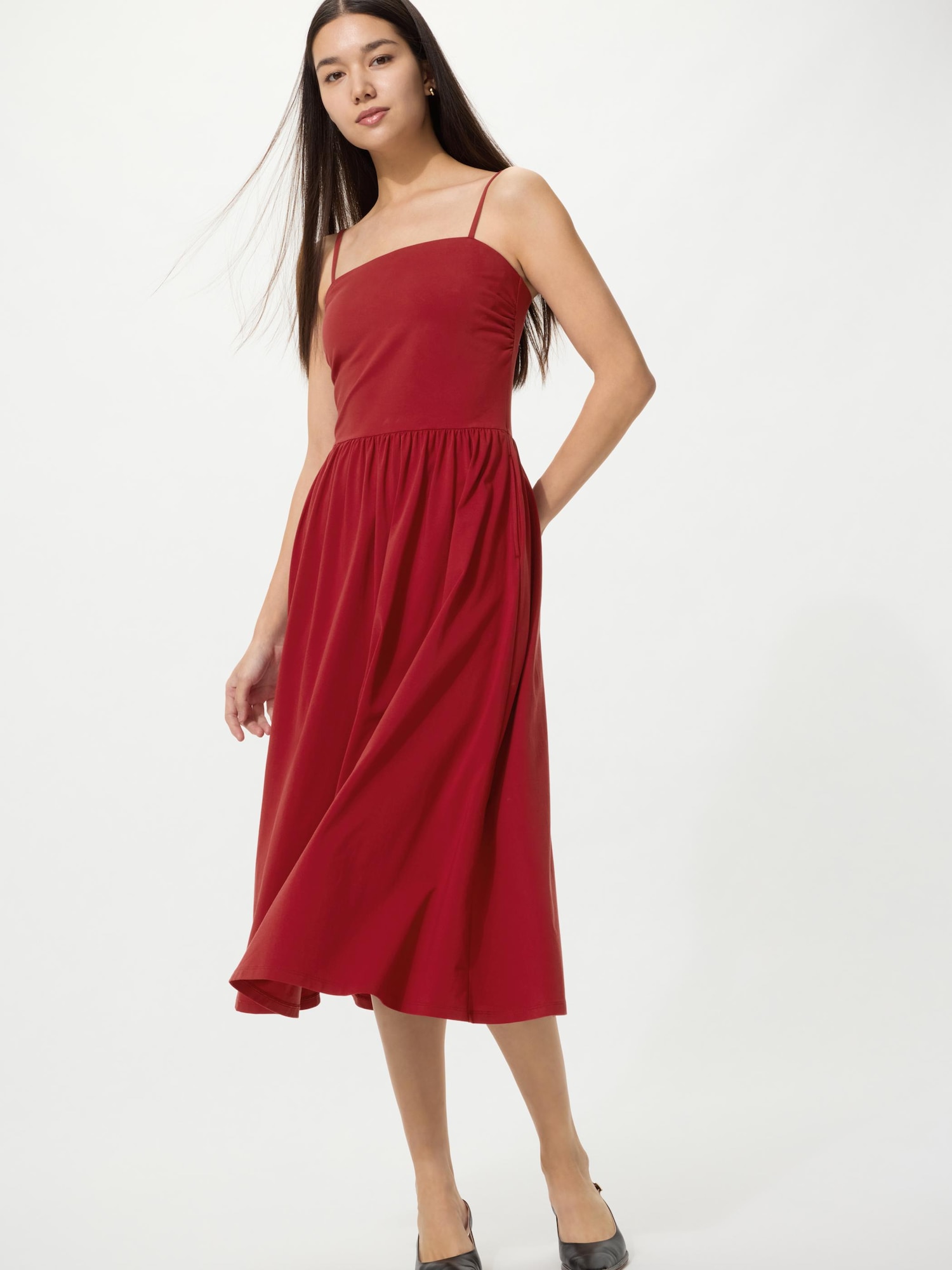UNIQLO Women's AIRism Cotton Camisole Bra Dress, Red