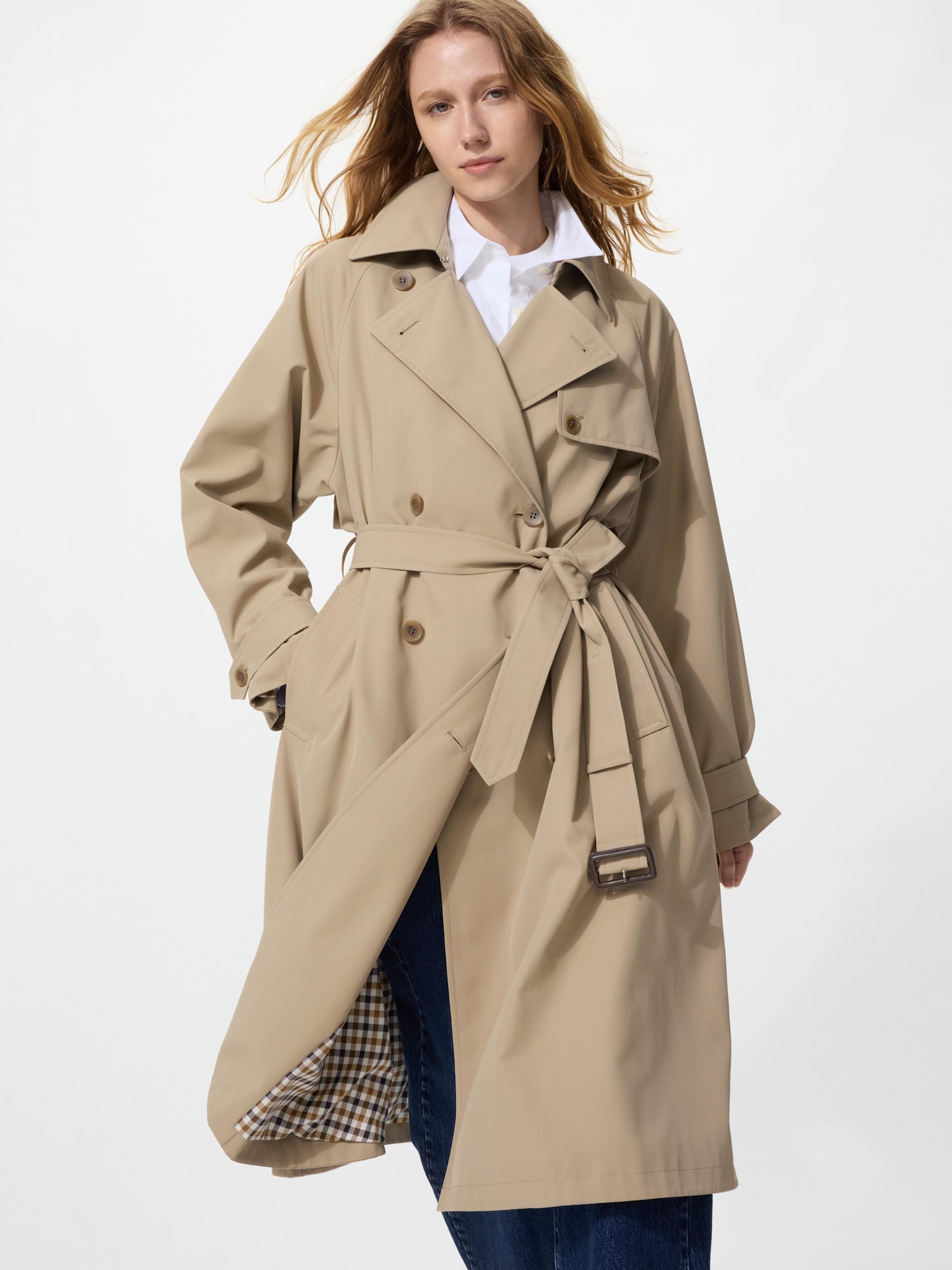 UNIQLO Women's Trench Coat Relaxed, Beige