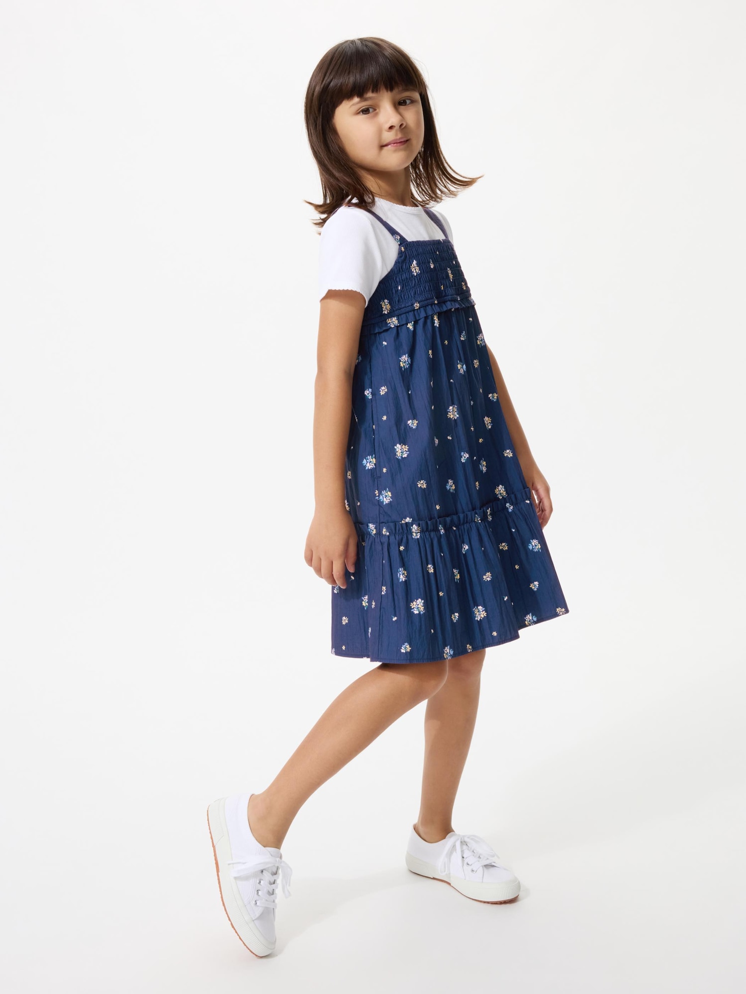 UNIQLO Kids's Camisole Dress Flower, Blue, -Y