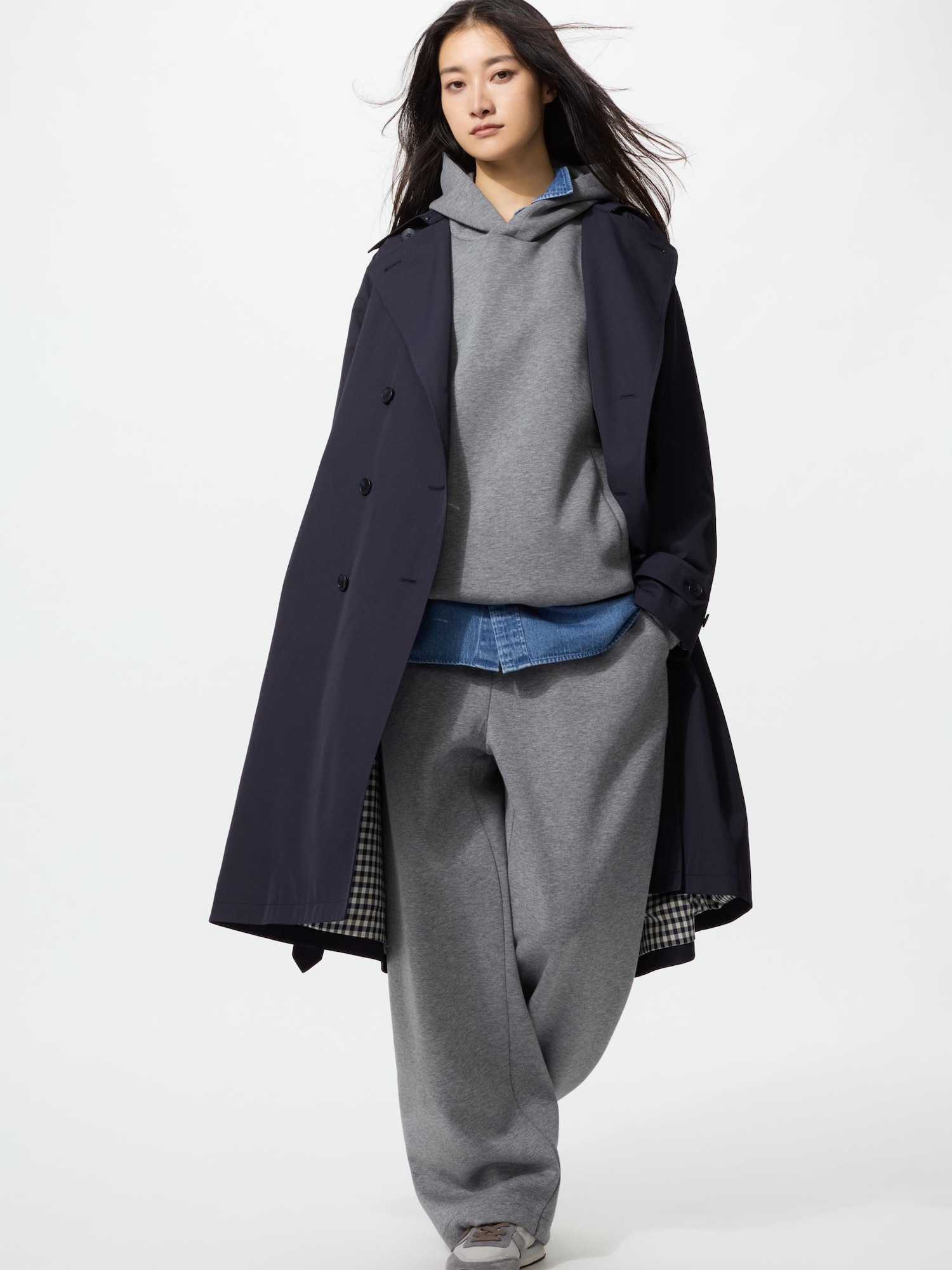 UNIQLO Women's Trench Coat Relaxed, Navy