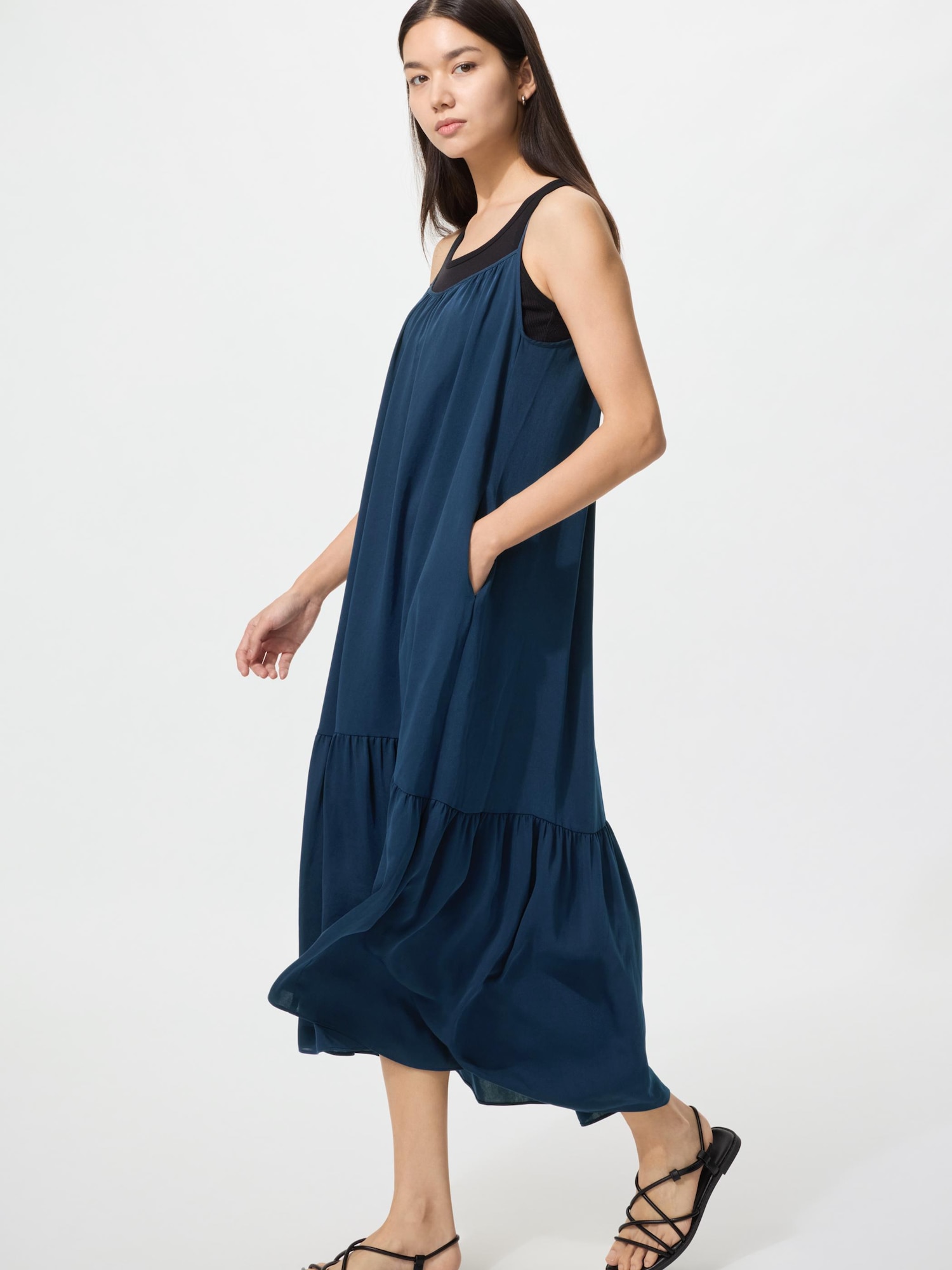 UNIQLO Women's Tiered Camisole Dress, Navy