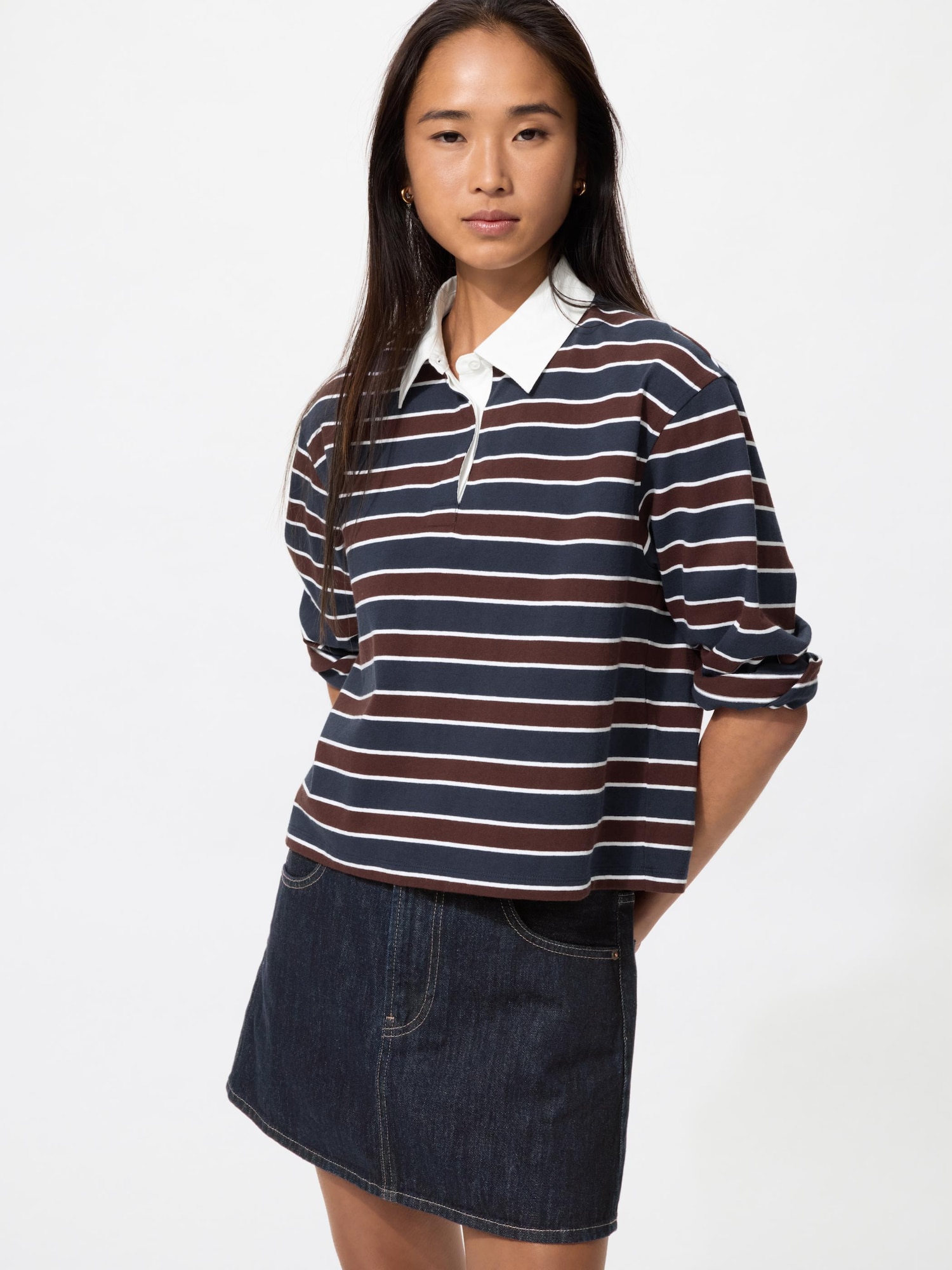 UNIQLO Women's Denim Mini Skirt, Navy, Medium, % Cotton