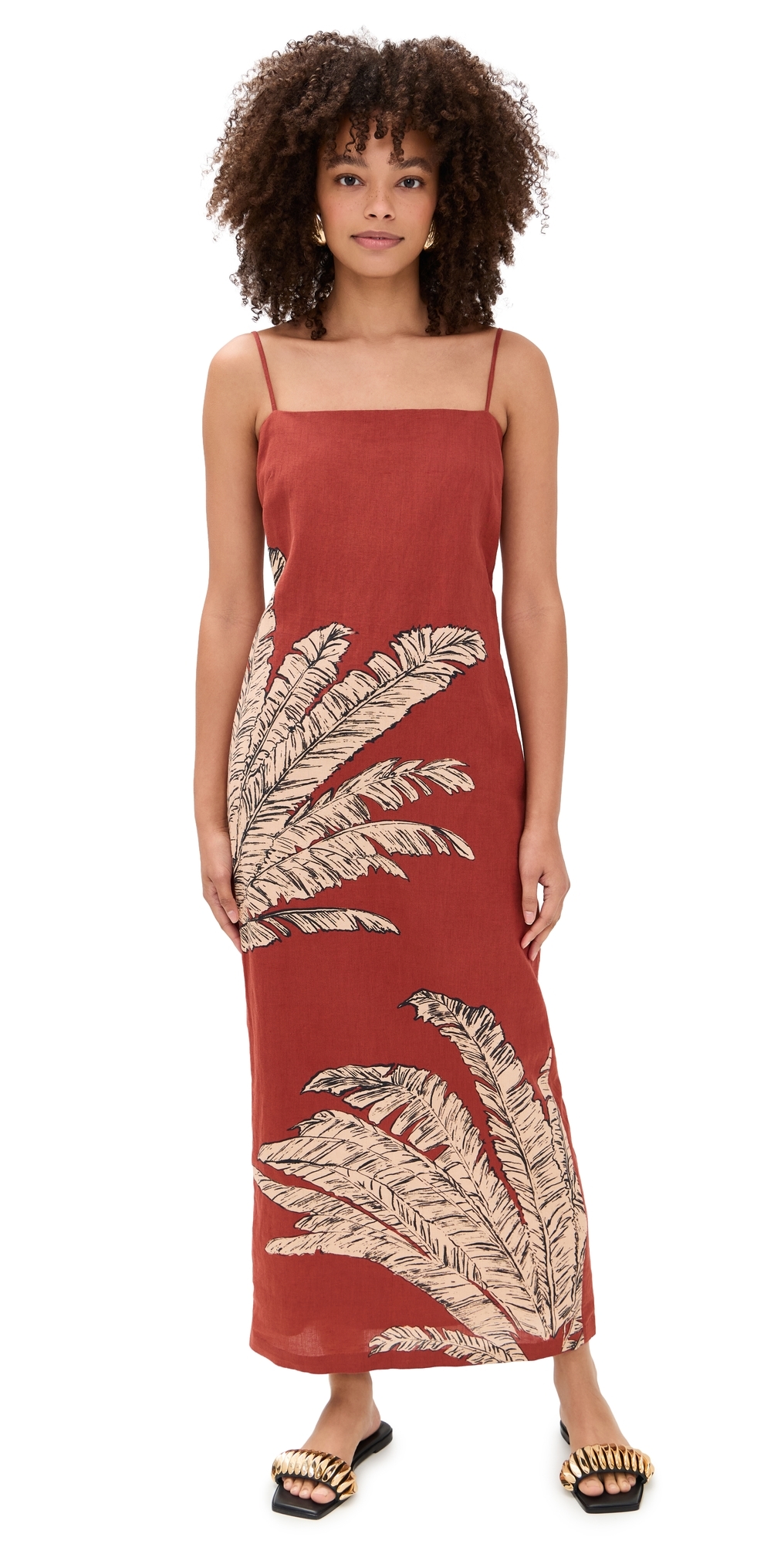 Hemant and Nandita Strappy Midi Dress Terracotta