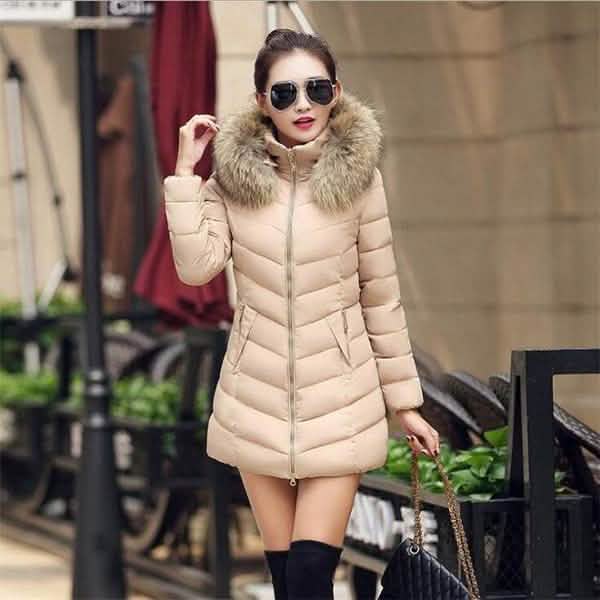 High Quality Winter Down Jacket Women Long Coat Warm Clothes - Khaki XXXX