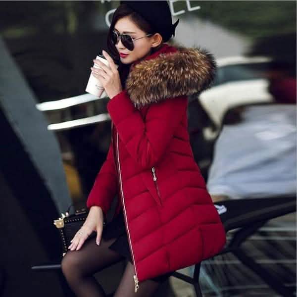 High Quality Winter Down Jacket Women Long Coat Warm Clothes - Wine Red XXXX