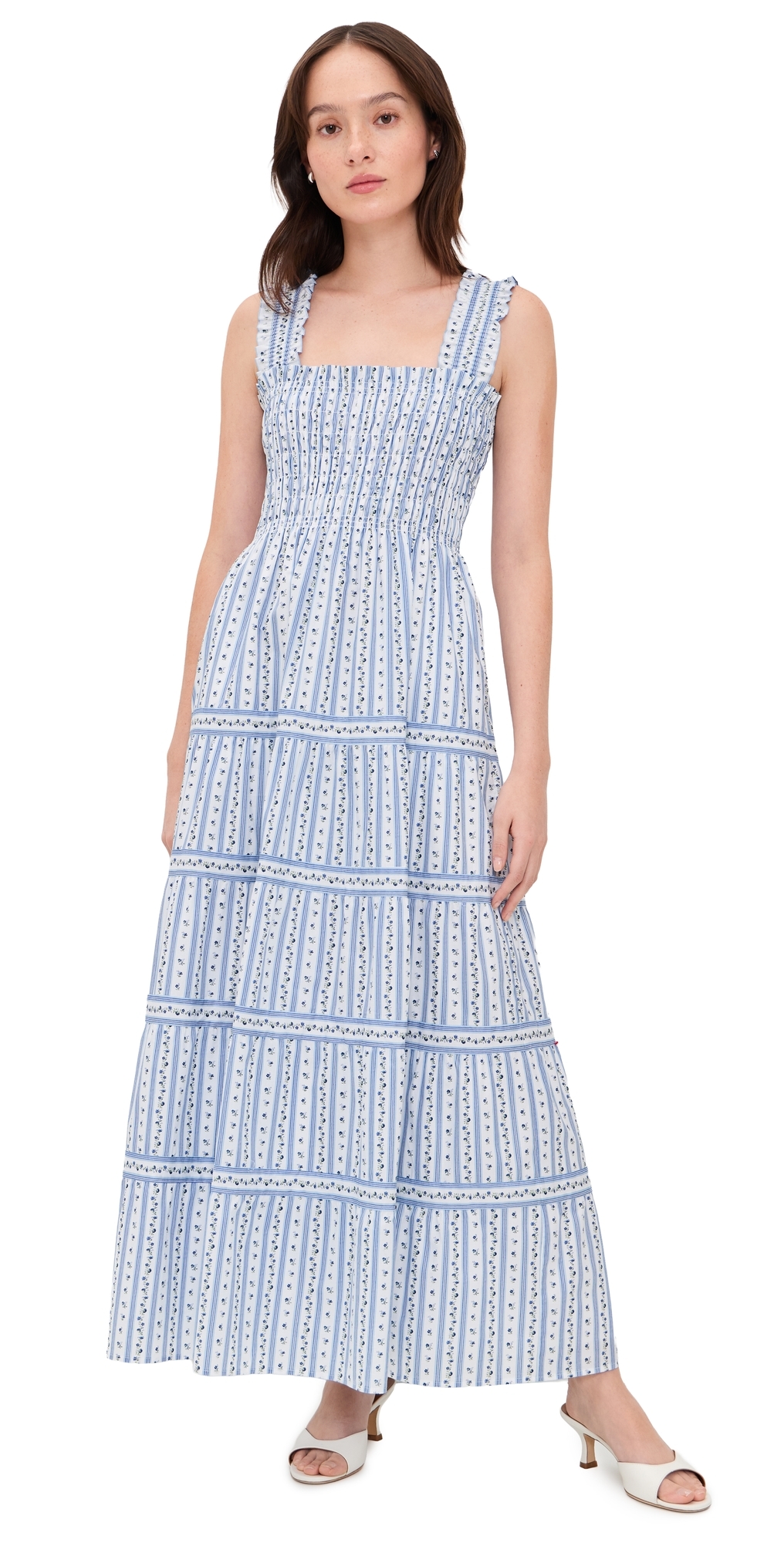 Hill House Home The Kimmy Maxi Dress Petal Stripe Blue