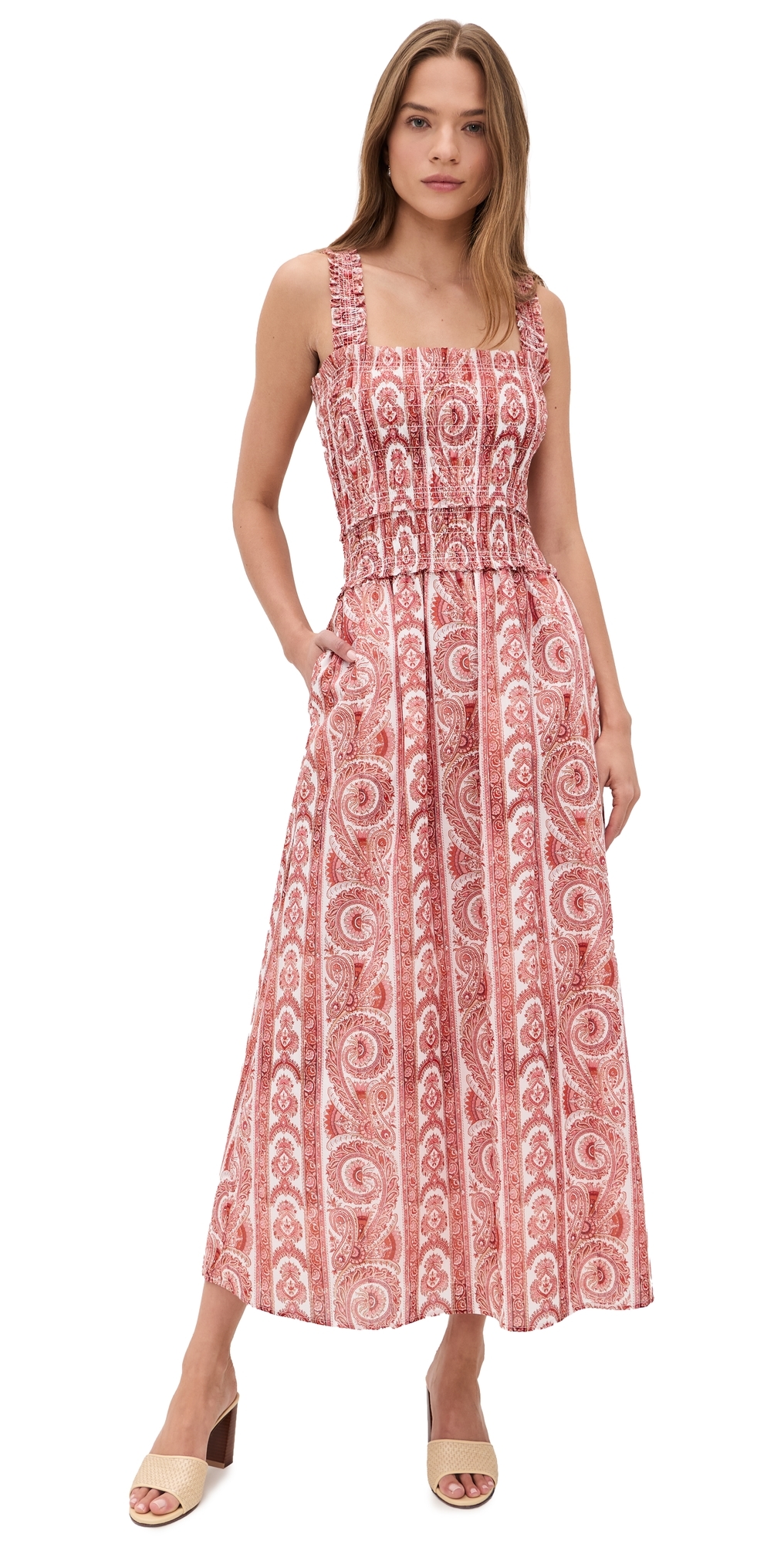 Hill House Home The Azalea Maxi Nap Dress Corsica Paisley Coral