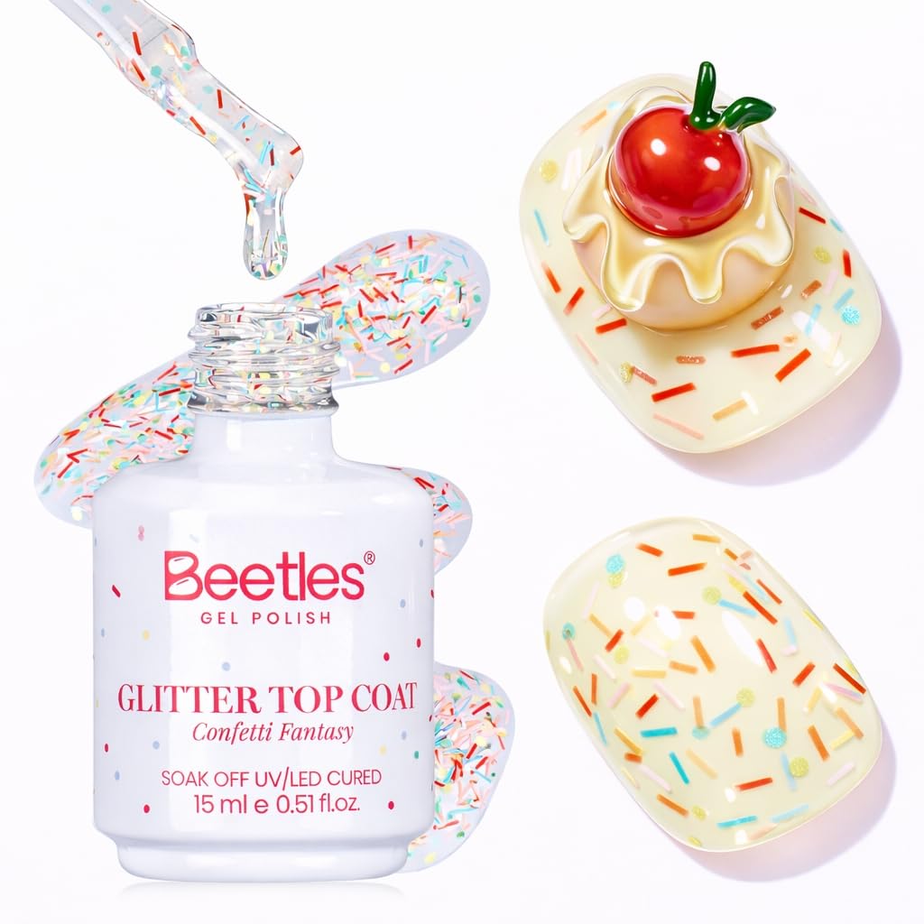 Beetles Glitter Top Coat Gel Polish Spring Limited - Confetti Fantasy Sprinkle Glitter Gel Top Coat ml