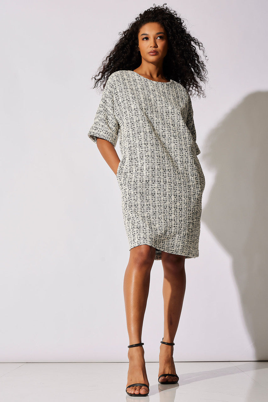 Tweed Shirt Dress - NaturalBlack