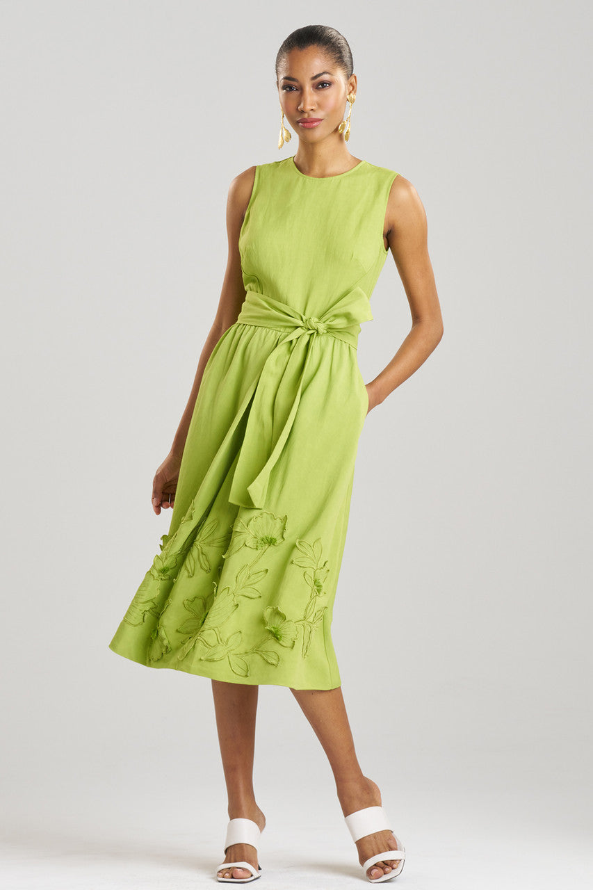 Linen Embroidered Fit & Flare Dress