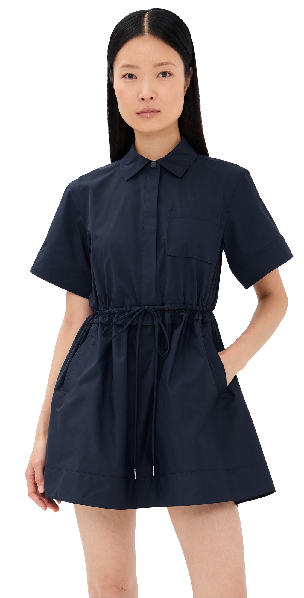 SIMKHAI Dawson Shirt Dress Dark Midnight