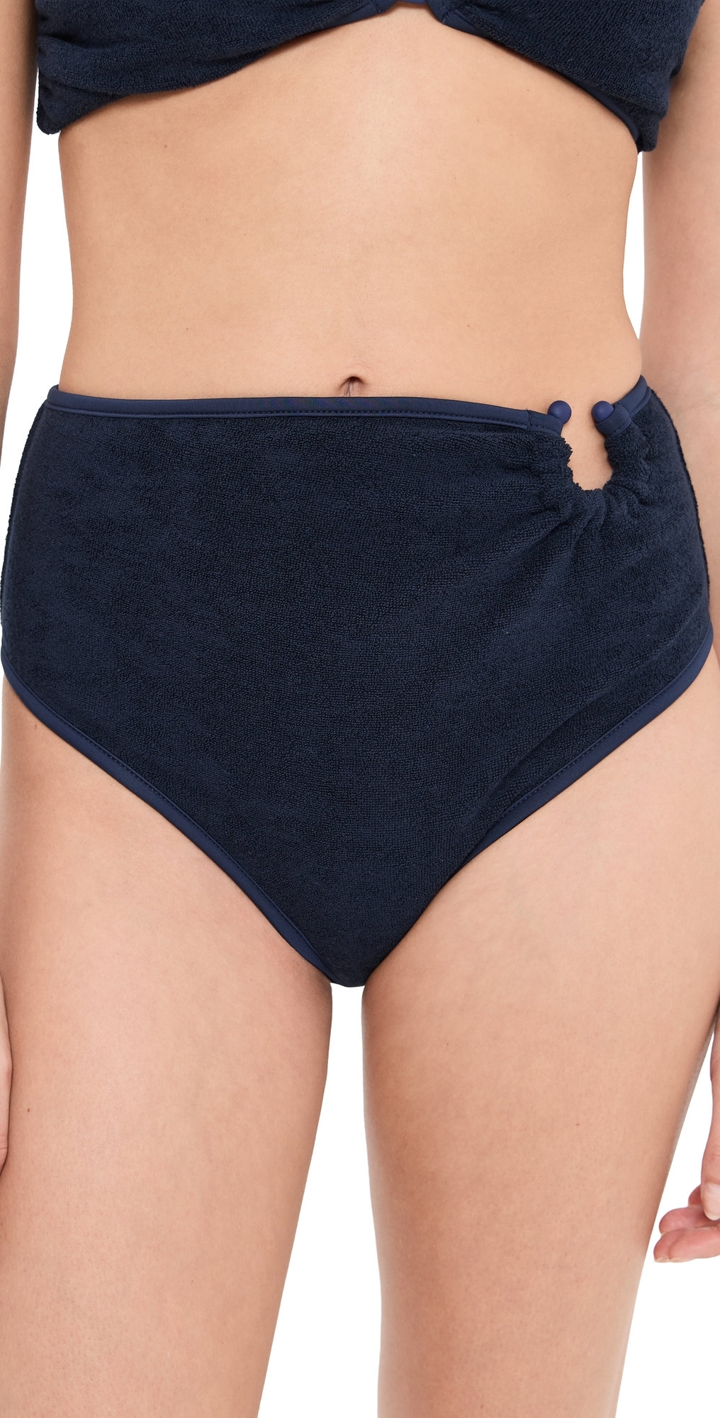 Johanna Ortiz Terry Navy Susurro Del Agua Bikini Bottoms Navy