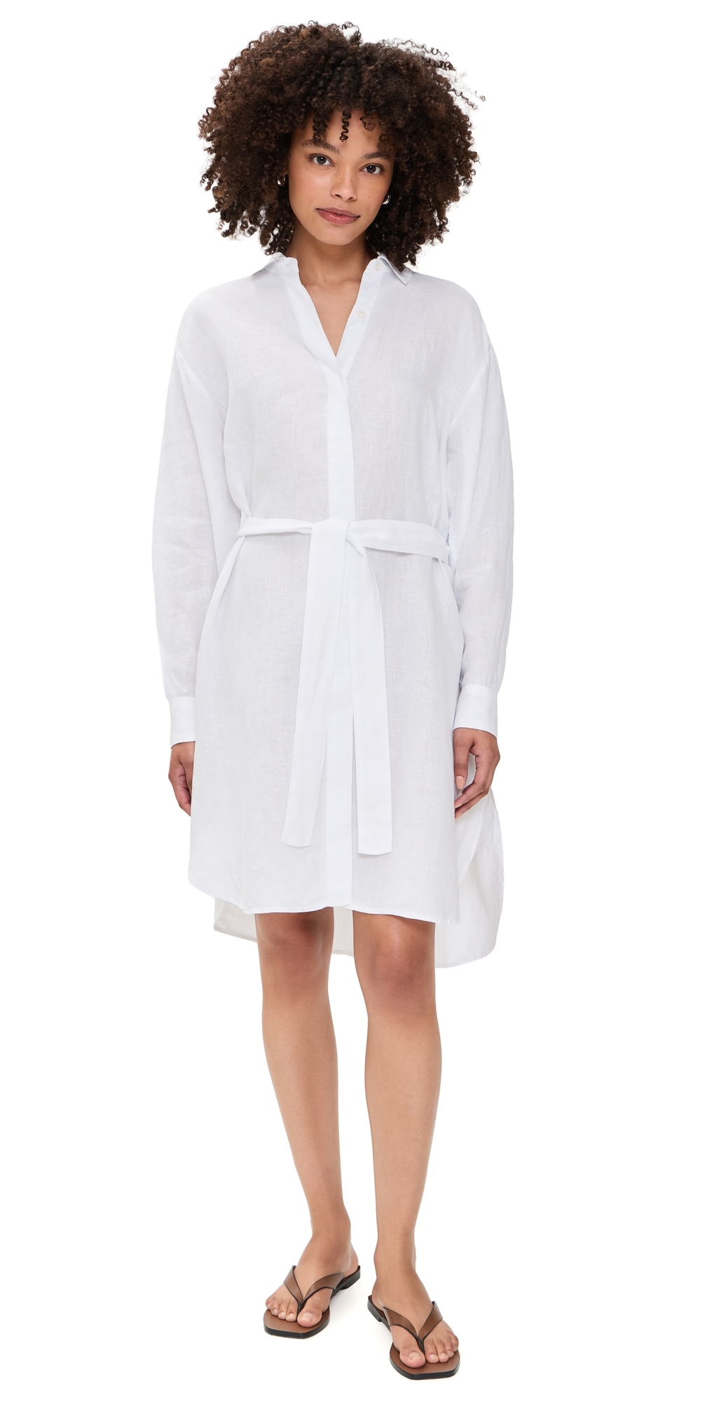 James Perse Stretch Linen Shirt Dress White