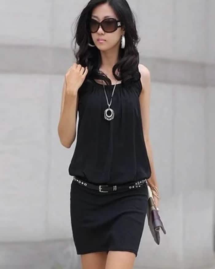 Ladies Tunic Sundress - Assorted Color - S Black