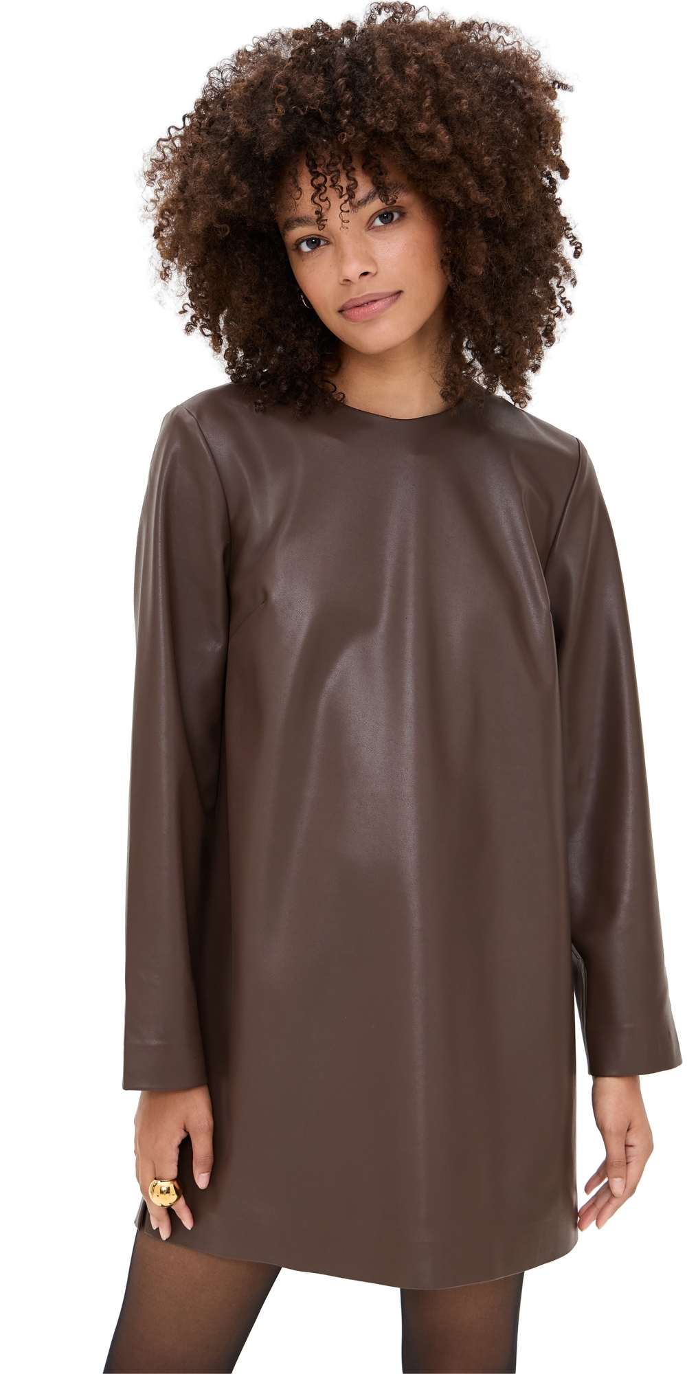 LE BOP Ophelia Faux Leather Dress Coffee