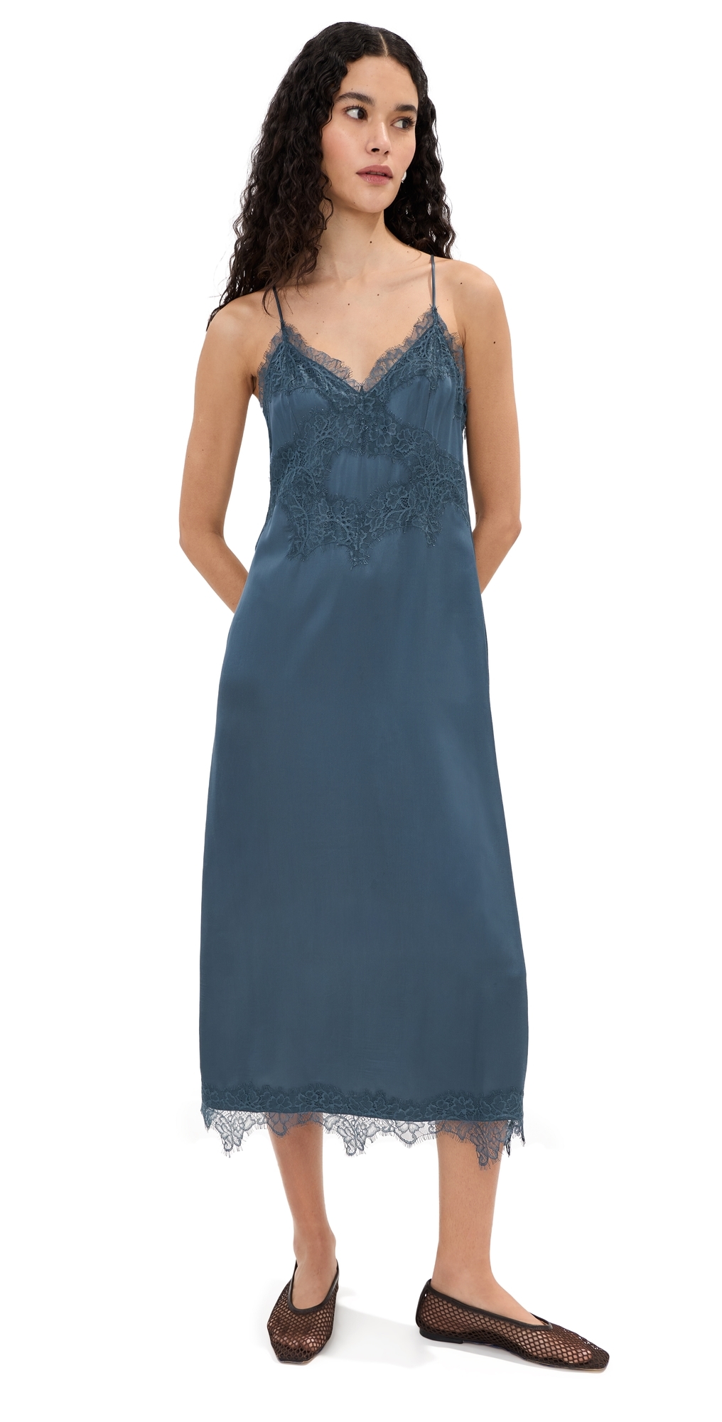 LE BOP Amara Satin Dress Navy