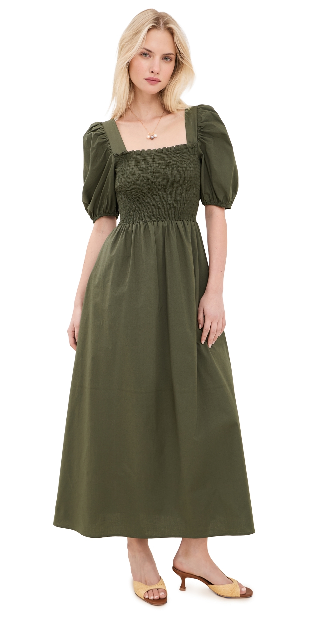 LE BOP LE BOP x Mally K. Goldman Bristol Midi Dress Olive X