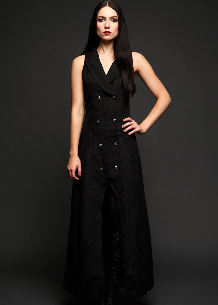 Black Long Sleeveless Gothic Coat -