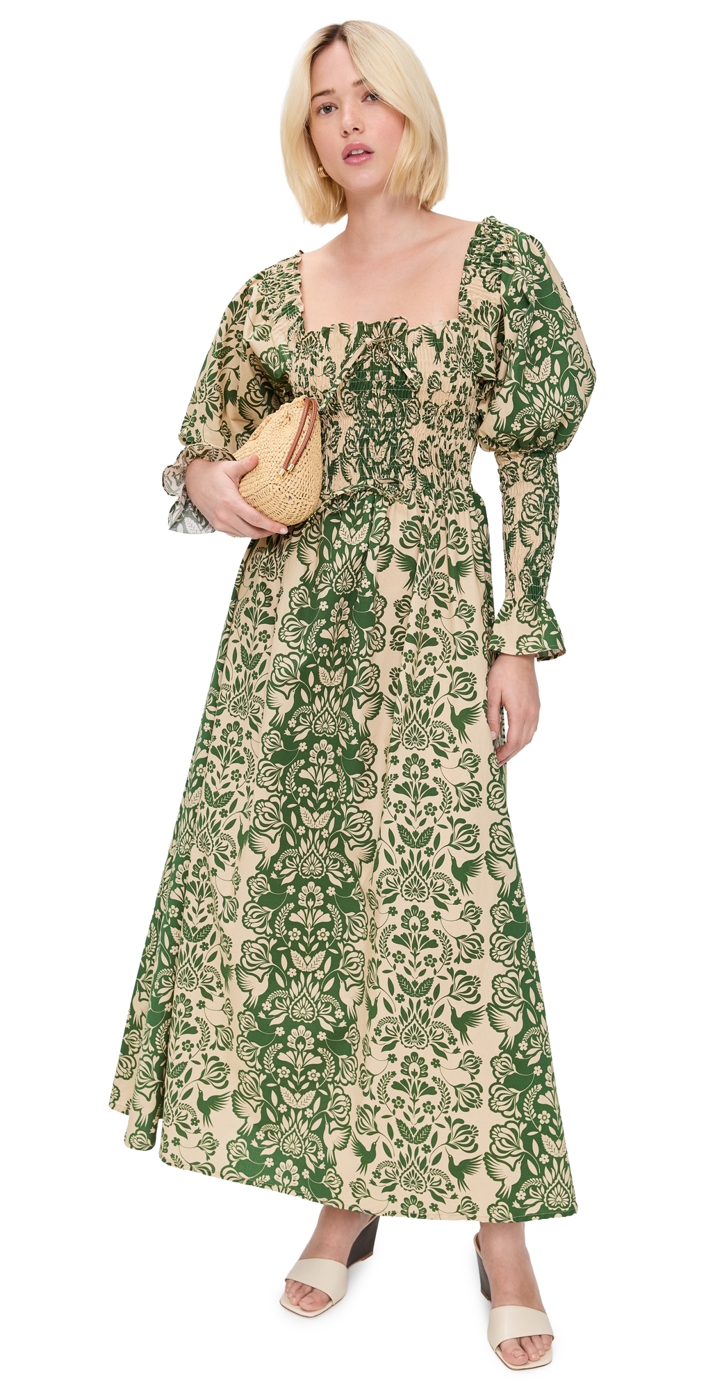 The Lulo Project The Honor Dress Green Folk Paisley
