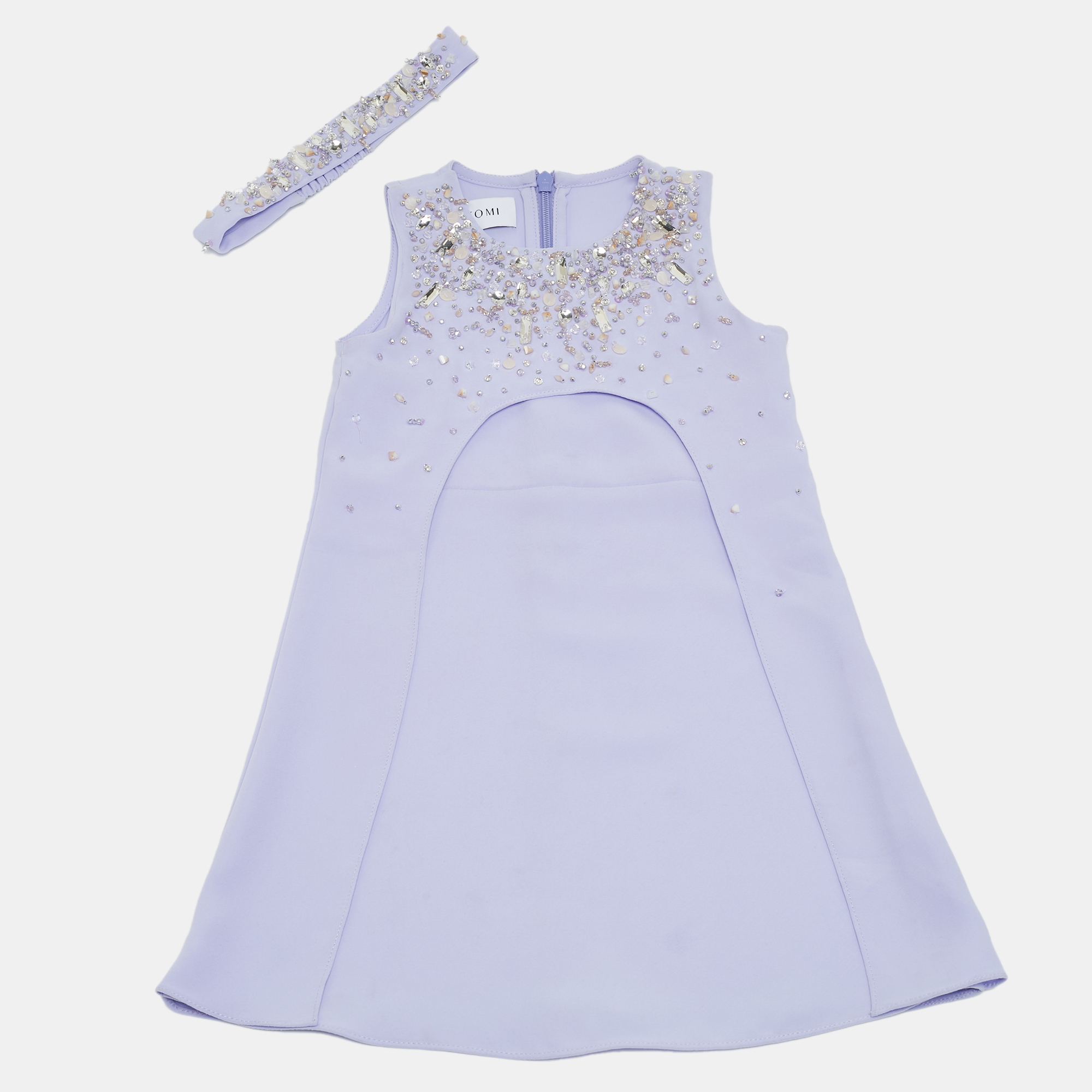 Anatomi Purple Crepe Embellished A-Line Dress - Yrs