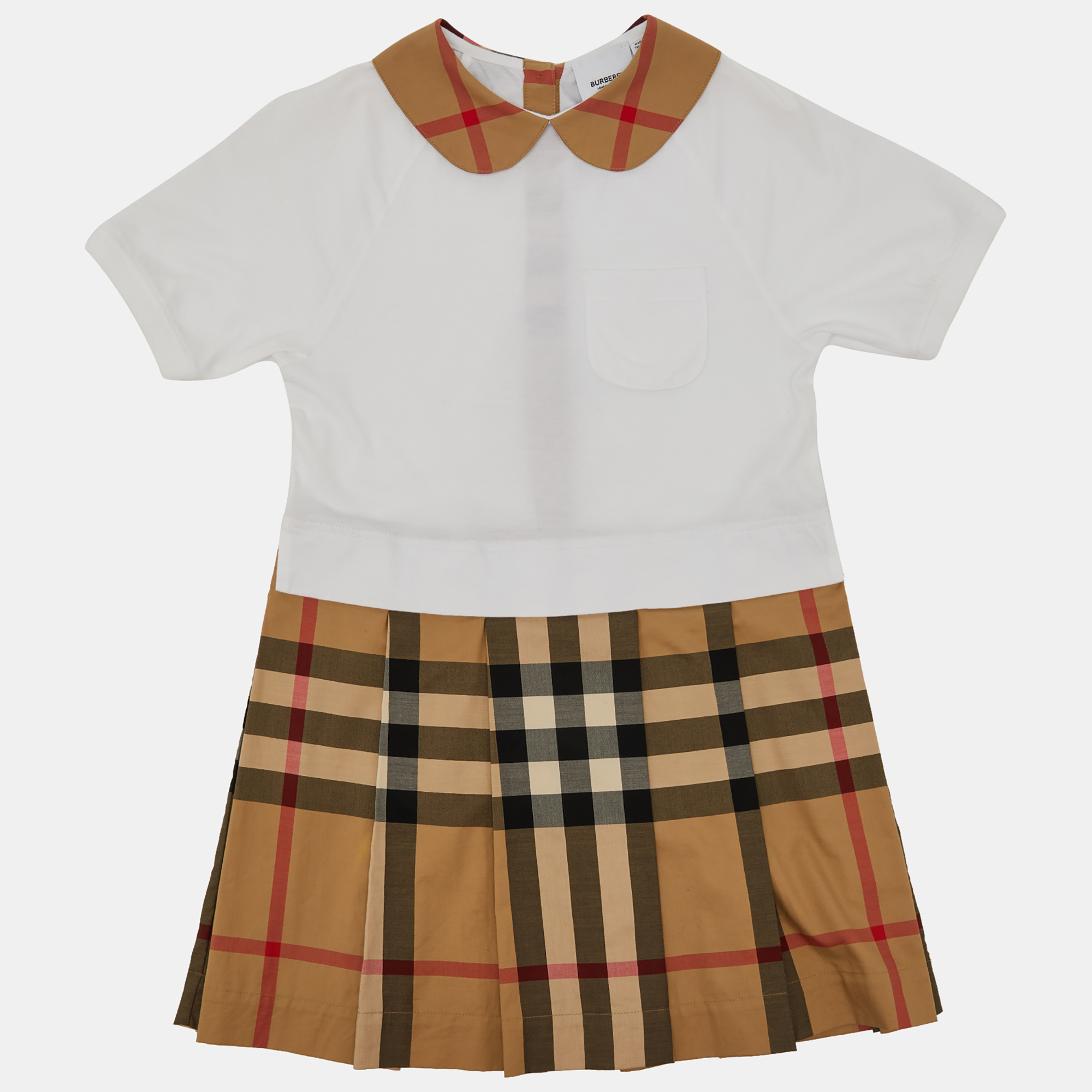 Burberry Kids WhiteBeige Checked Cotton Dress