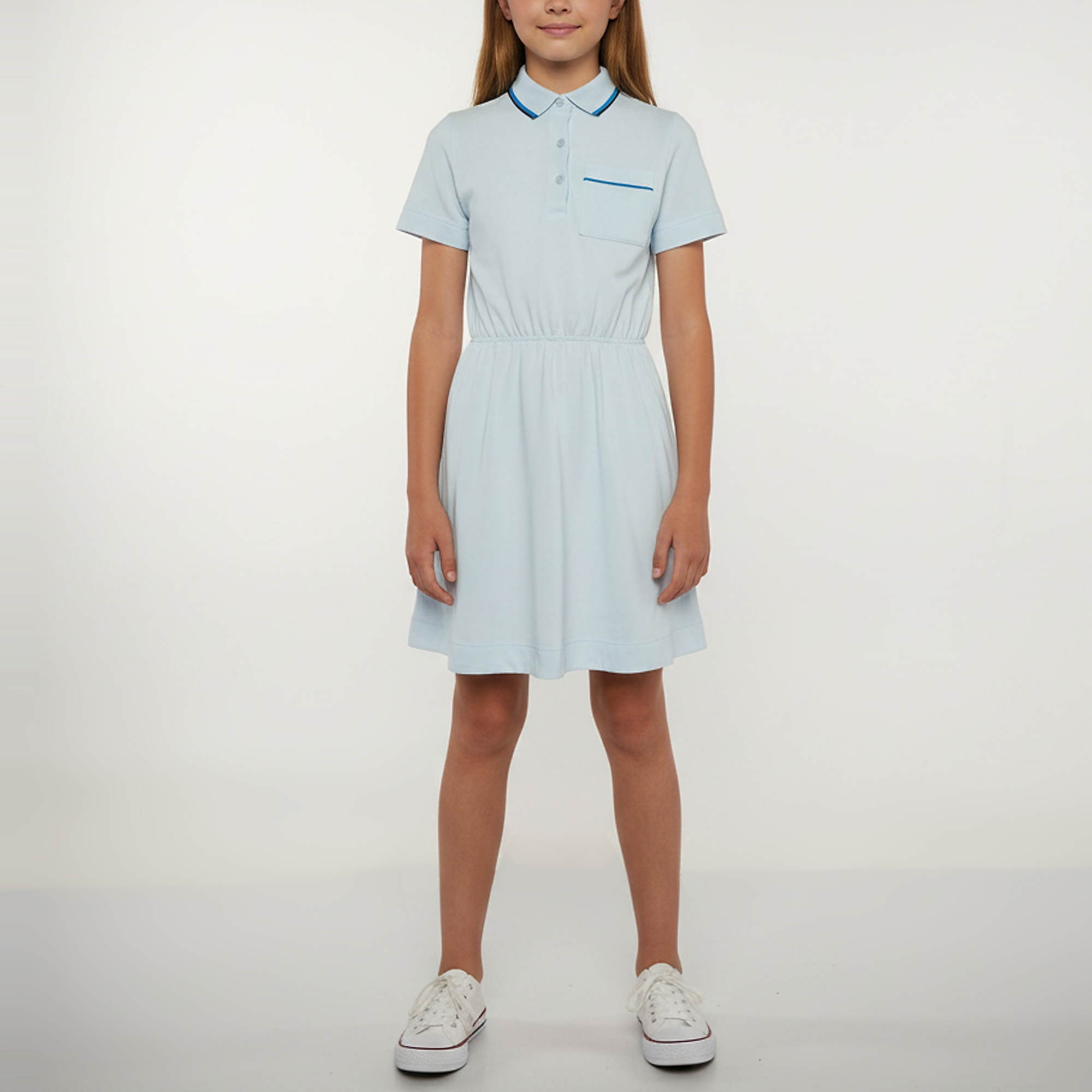 Burberry Kids Blue Logo Graphic Pique Knit Polo Shirt Dress Yrs