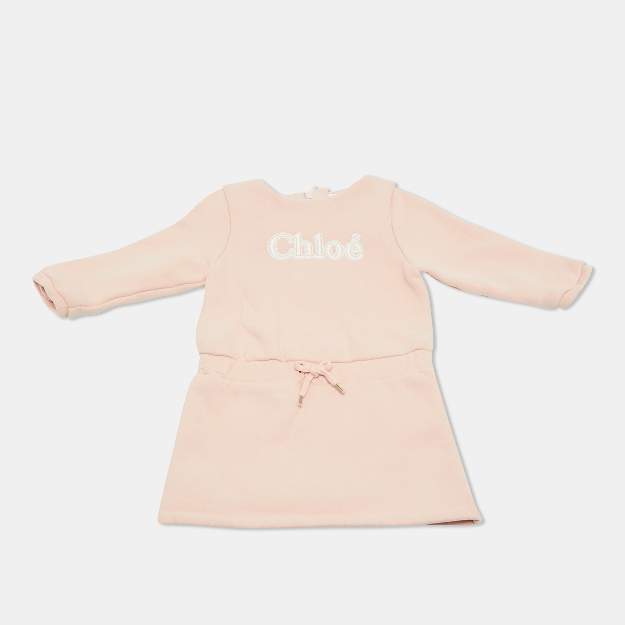 Chloe kids Pink Logo Embroidered Cotton Jersey Sweatshirt Dress M