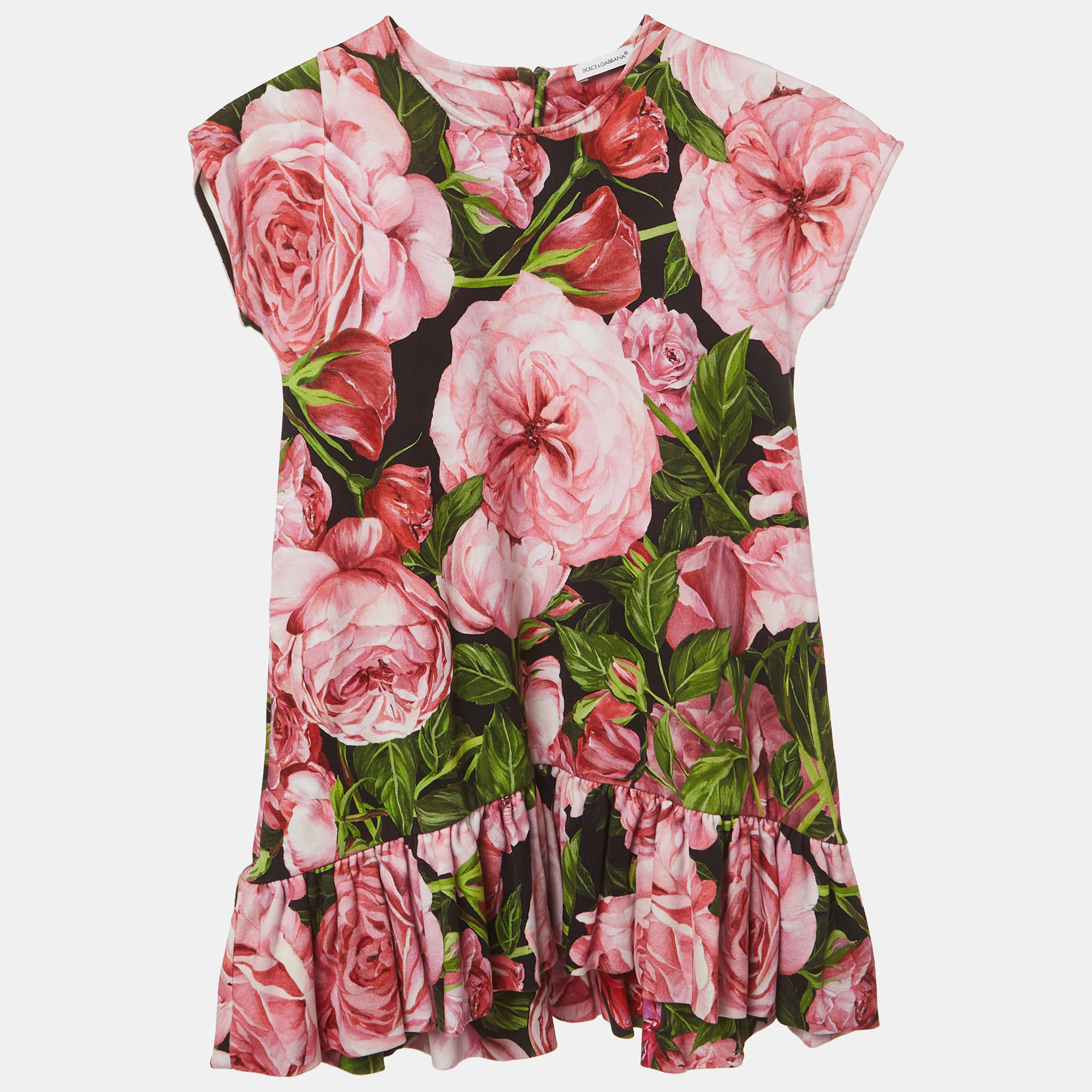 Dolce & Gabbana Kids PinkGreen Rose Print Jersey Dress Yrs
