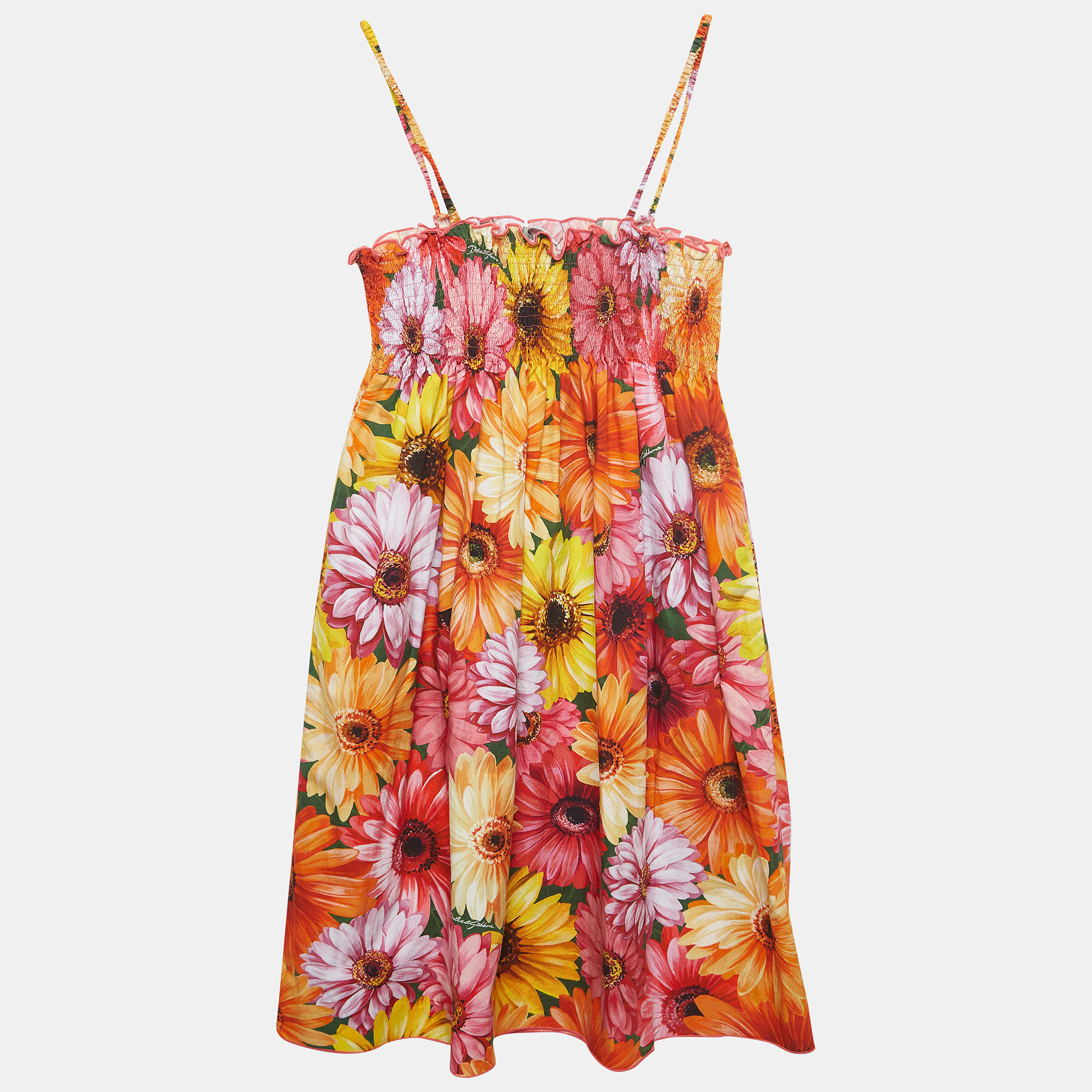 Dolce & Gabbana Multicolor Floral Printed Cotton Poplin Dress - Yrs