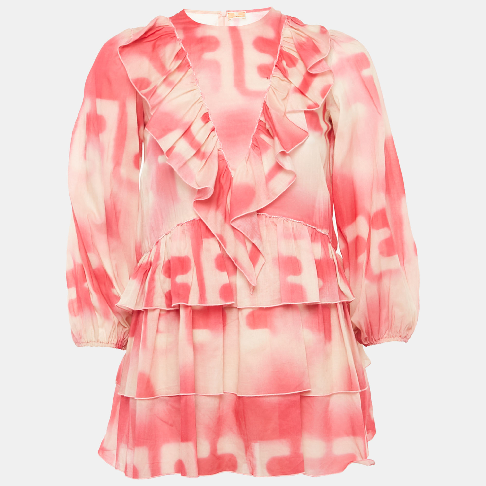 Elisabetta Franchi Kids Pink Printed Cotton Ruffled Dress - Yrs