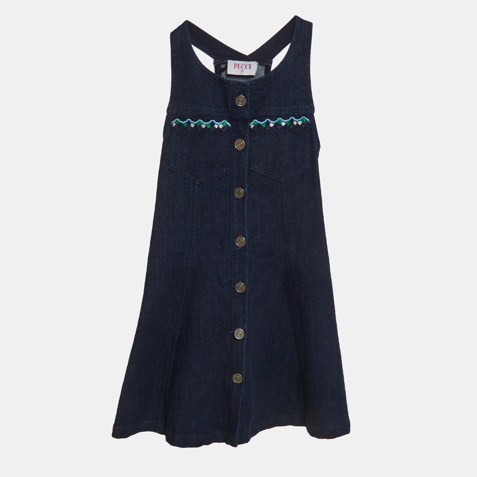 Emilio Pucci Blue Denim Sleeveless Dress Yrs