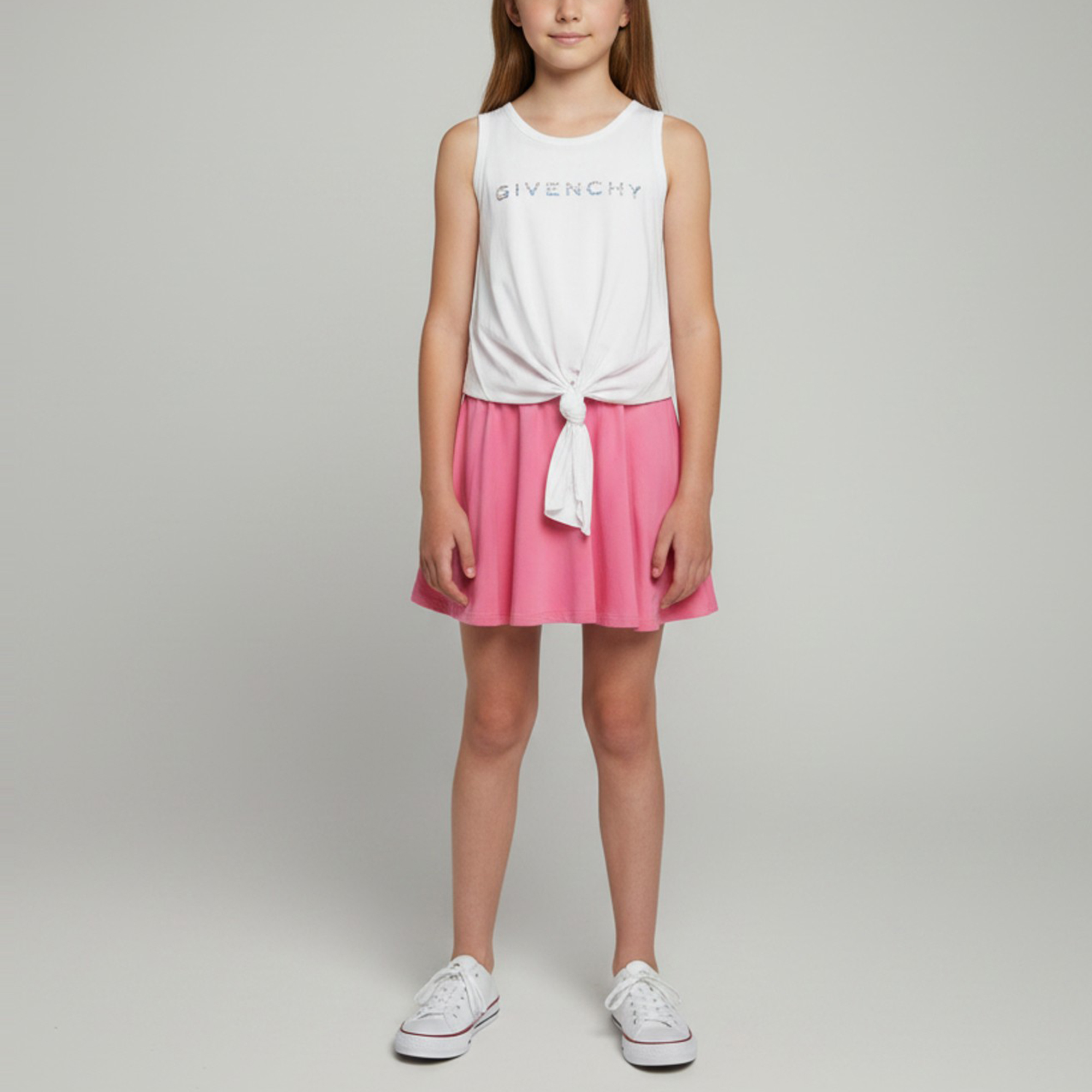 Givenchy Kids WhitePink Logo Graphic Knotted Jersey Dress Yrs