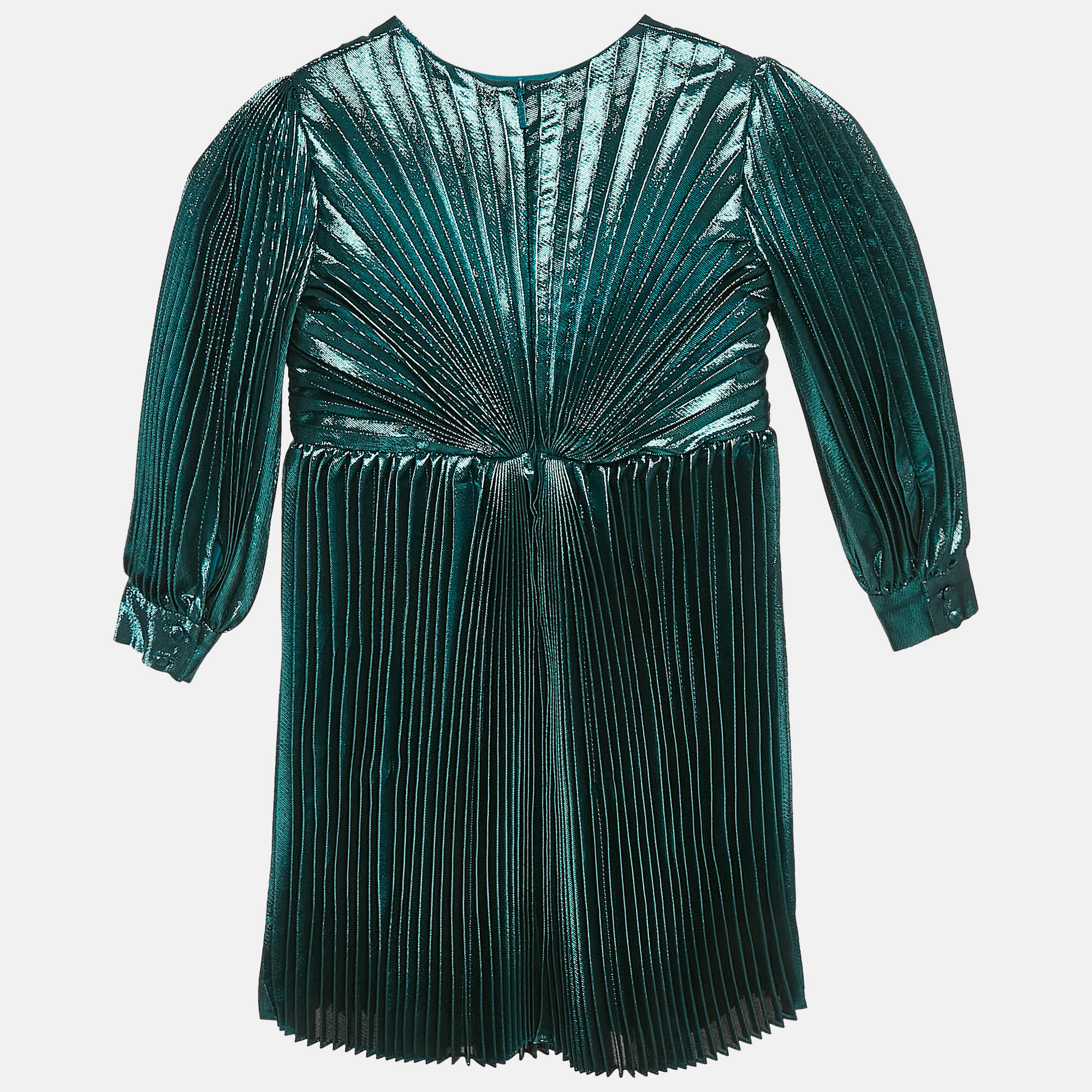 Gucci Kids Green Lamé Pleated Dress Yrs