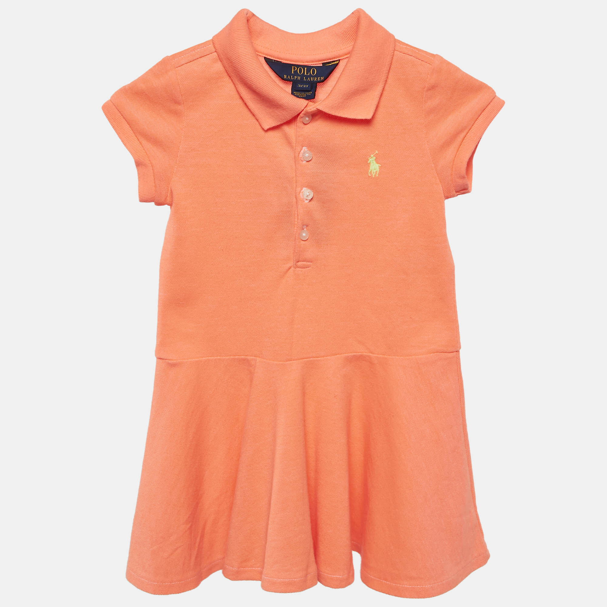 Polo Ralph Lauren Kids Orange Pique Flared Polo Dress Yrs