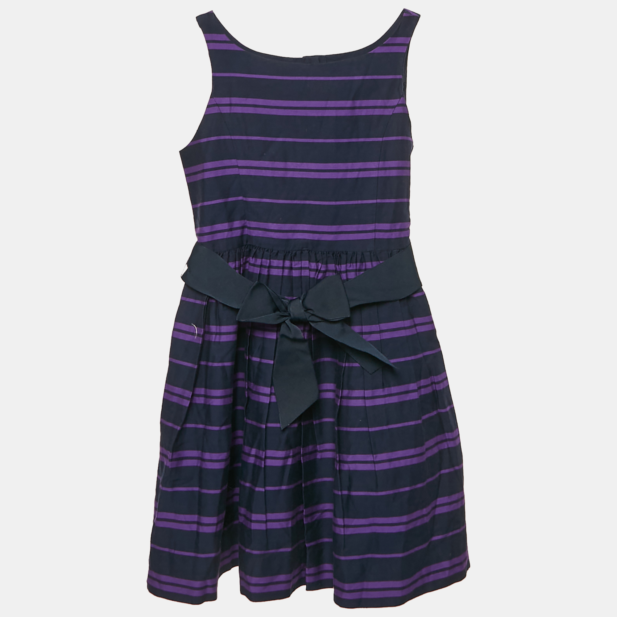 Polo Ralph Lauren Kids Newport Navy Stripe Cotton Sleeveless Fit and Flare Dress Yrs