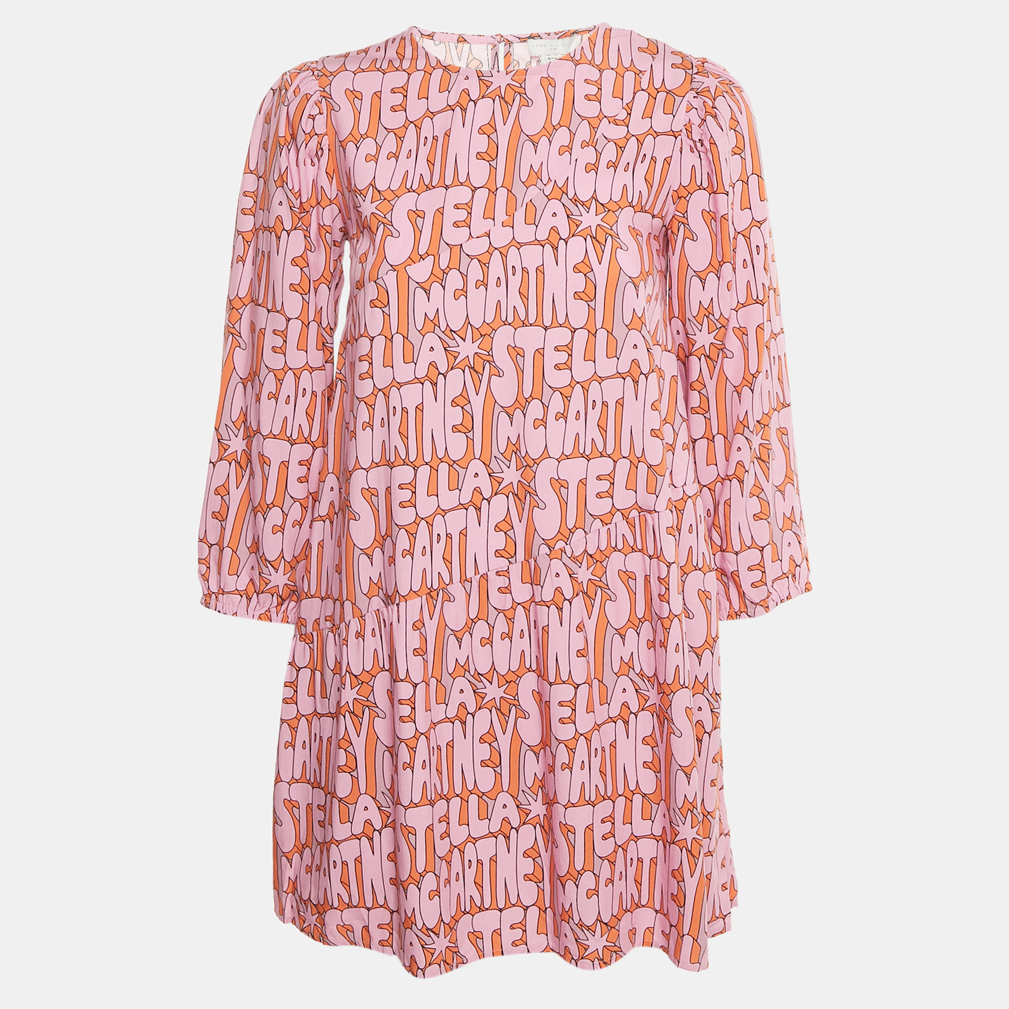 Stella McCartney Kids Pink Logo Printed Viscose Blend Short Dress Yrs