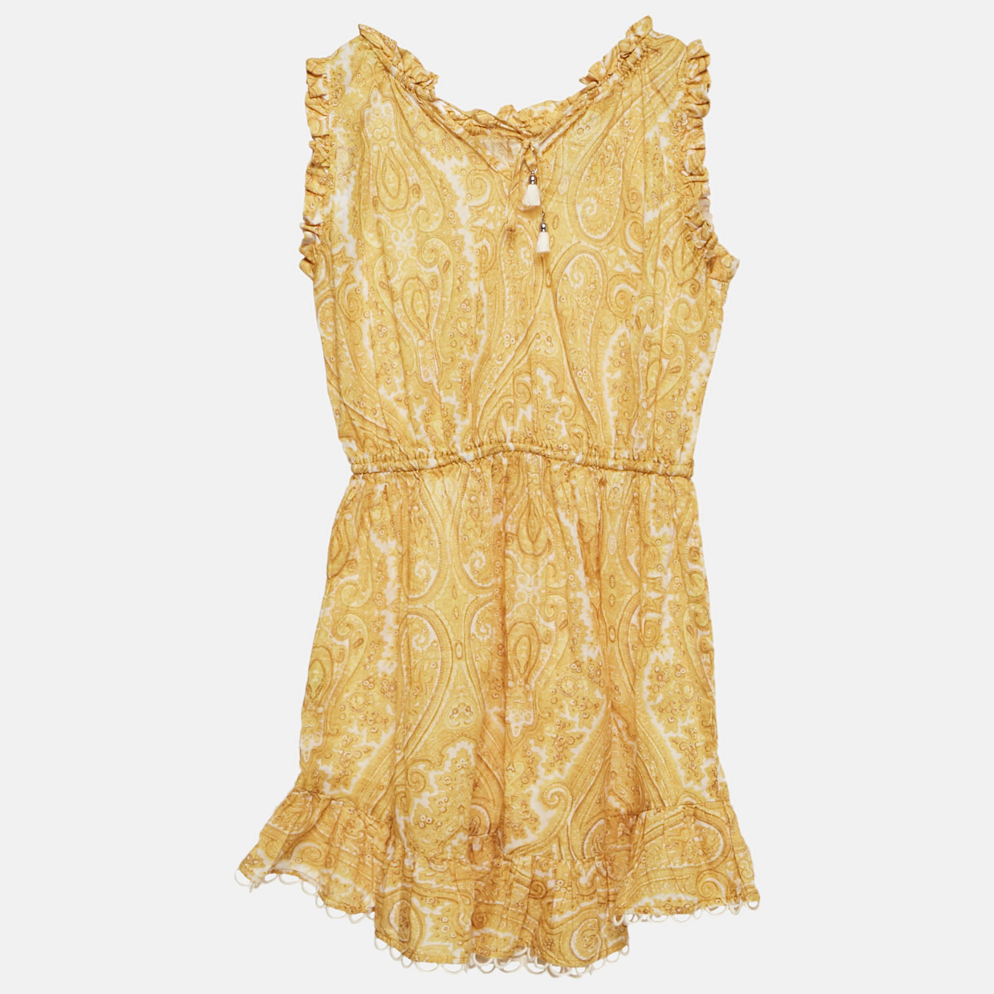 Zimmermann Kids Yellow Paisley Print Cotton Dress Yrs